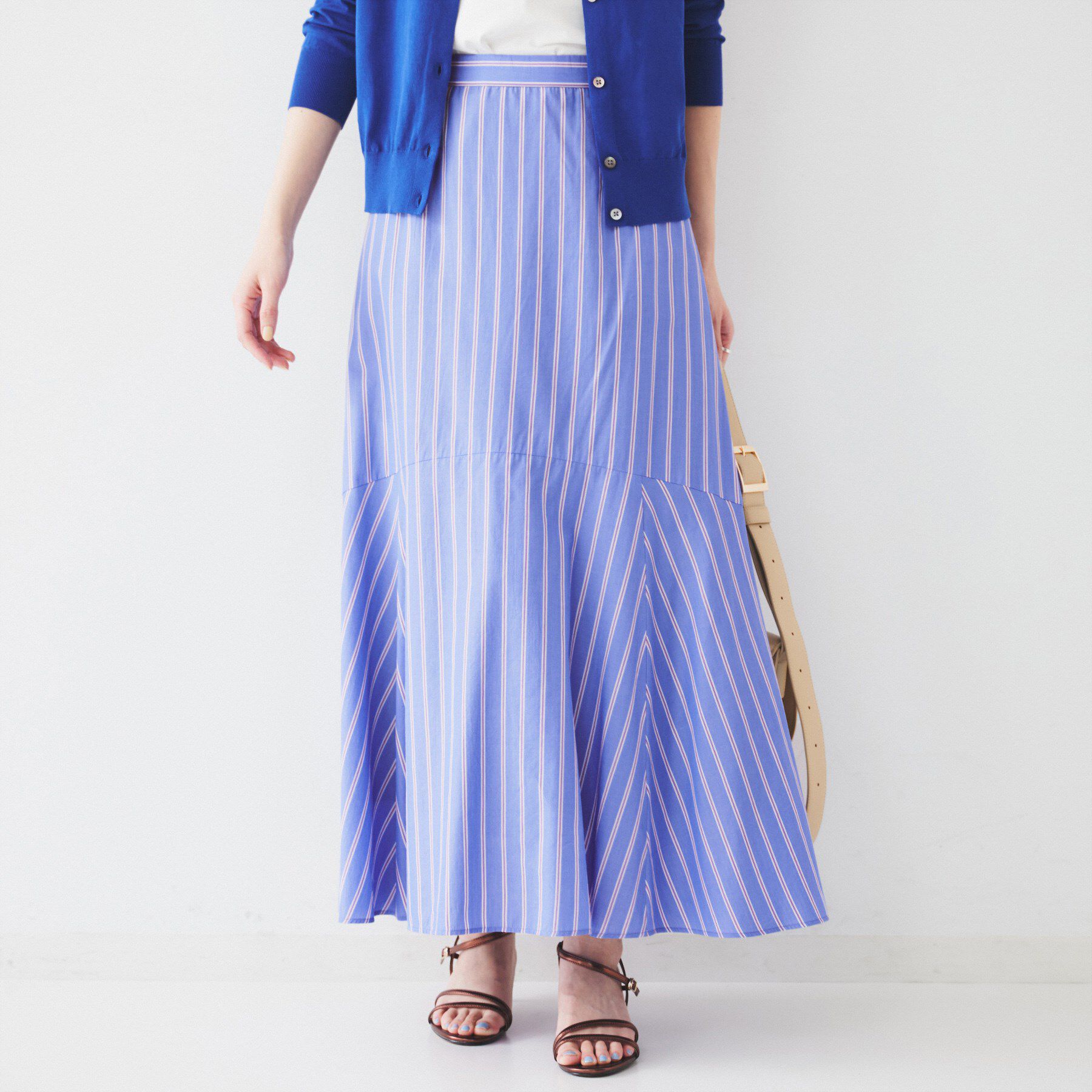 UNTITLED「【後ろウエストゴム/マーメイド】ストライプフレアスカート」|スカート|