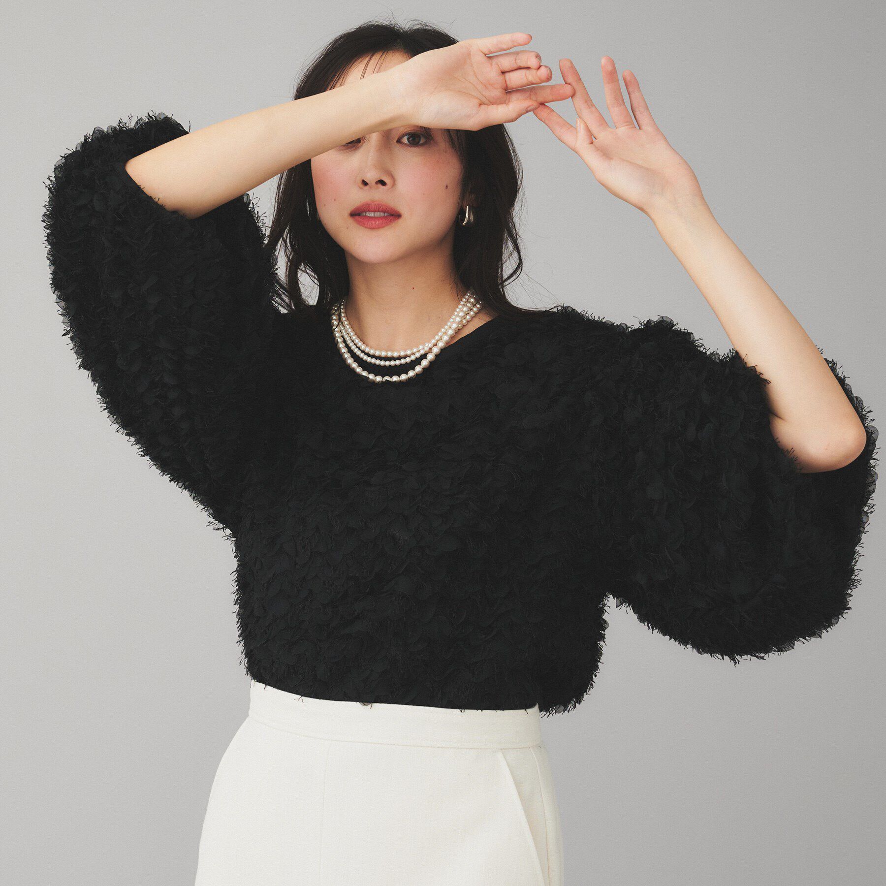 UNTITLED「【Mewl】ふわふわジャカードブラウス」|シャツ・ブラウス|