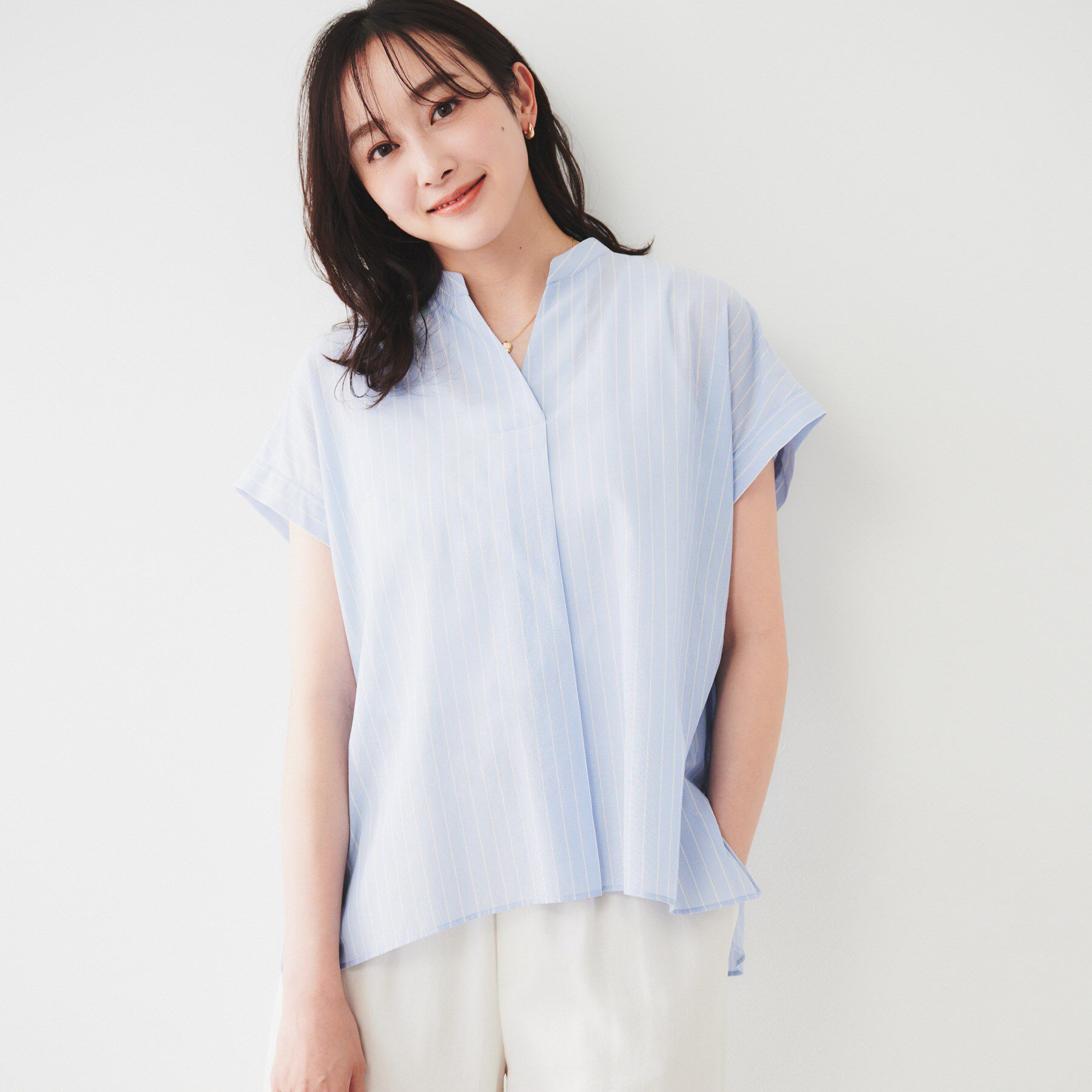 UNTITLED「【洗える/スキッパー】フレンチスリーブシアーブラウス」|シャツ・ブラウス|