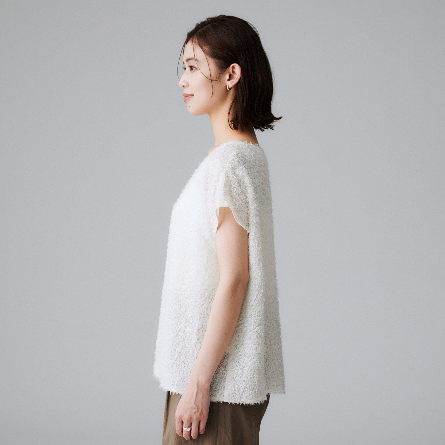 UNTITLED「【セットアップ可/洗える】フェザーフレンチスリーブブラウス」|シャツ・ブラウス|