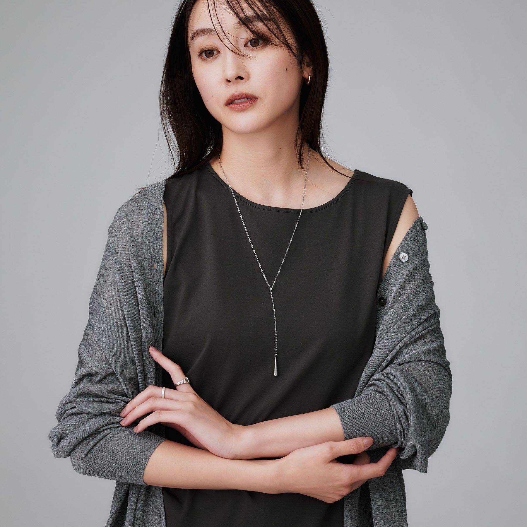 UNTITLED「【ステンレス】Y字ドロップネックレス」|ネックレス|