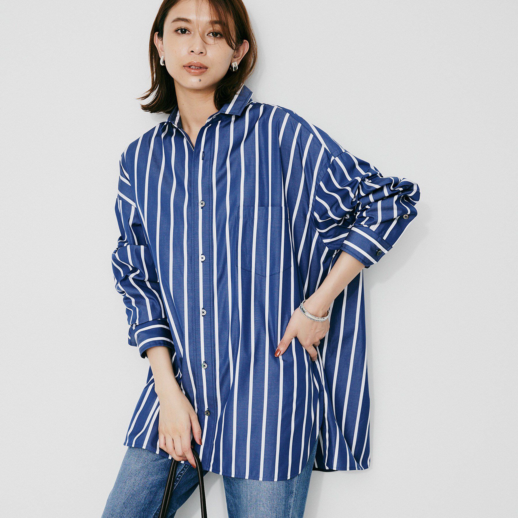 UNTITLED「【TICCA】スクエアビッグシャツ」|シャツ・ブラウス|ブルー(393)