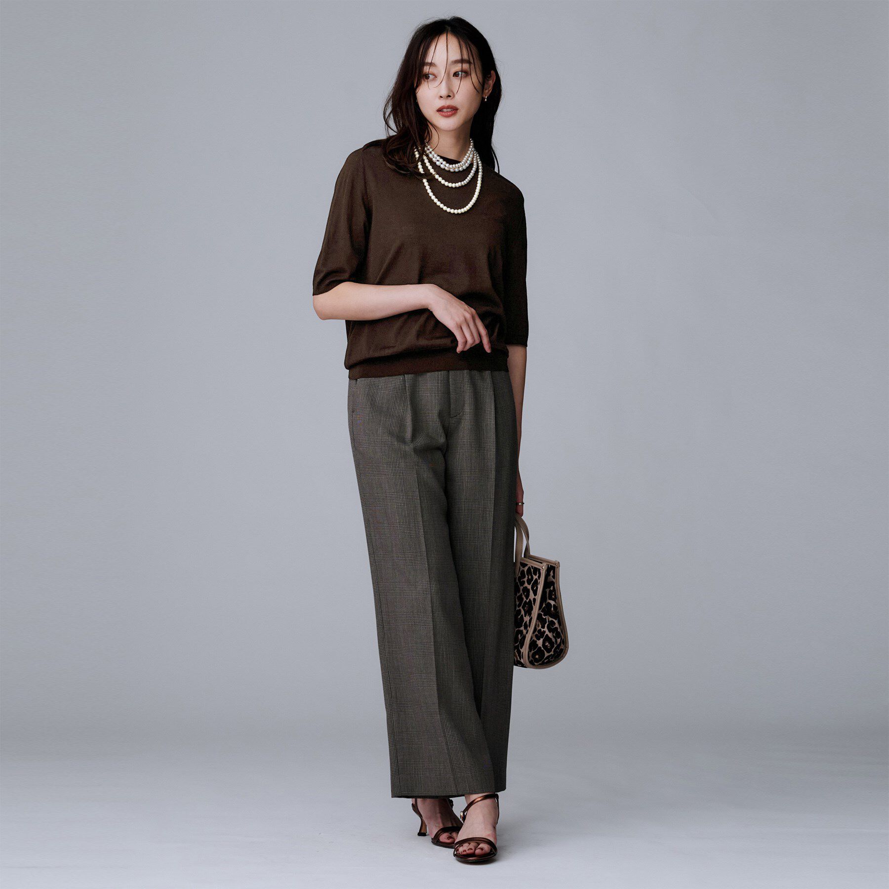 UNTITLED「【アンサンブル可/六分袖/洗える】ウールシルクニット」|ニット・セーター|