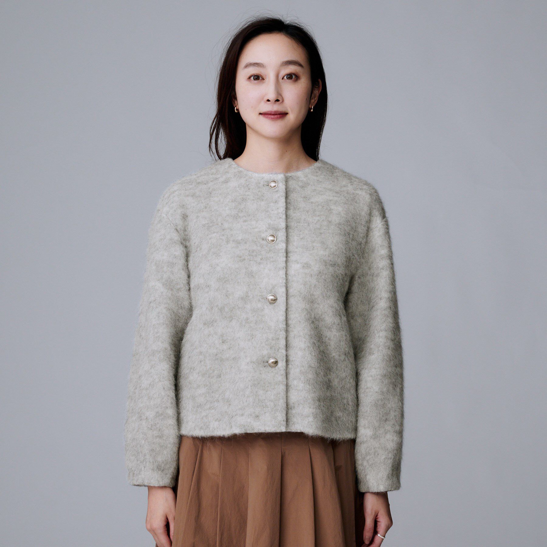 UNTITLED「【ジャケット風/メタルボタン】アルパカ混シャギーカーディガン」|カーディガン|