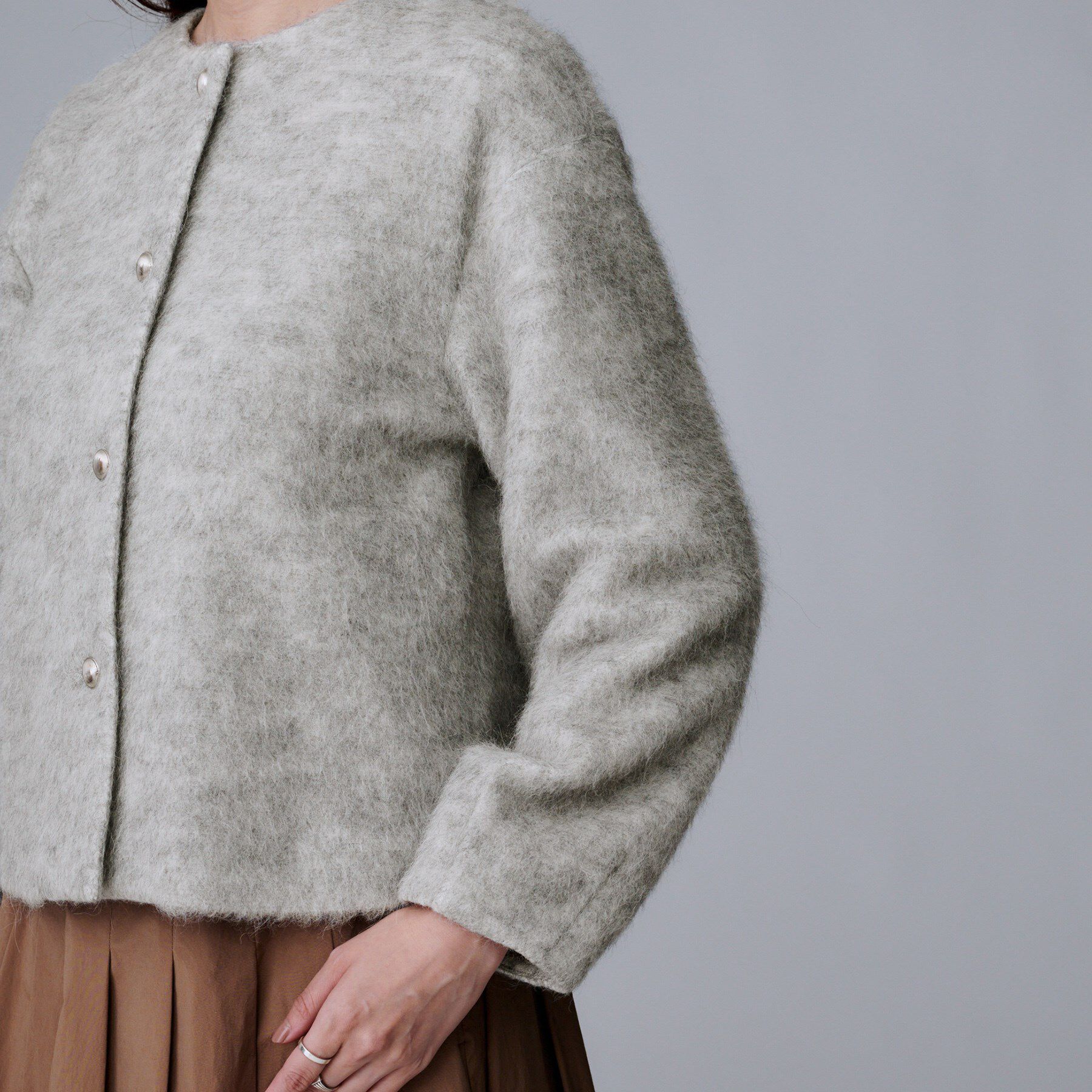 UNTITLED「【ジャケット風/メタルボタン】アルパカ混シャギーカーディガン」|カーディガン|