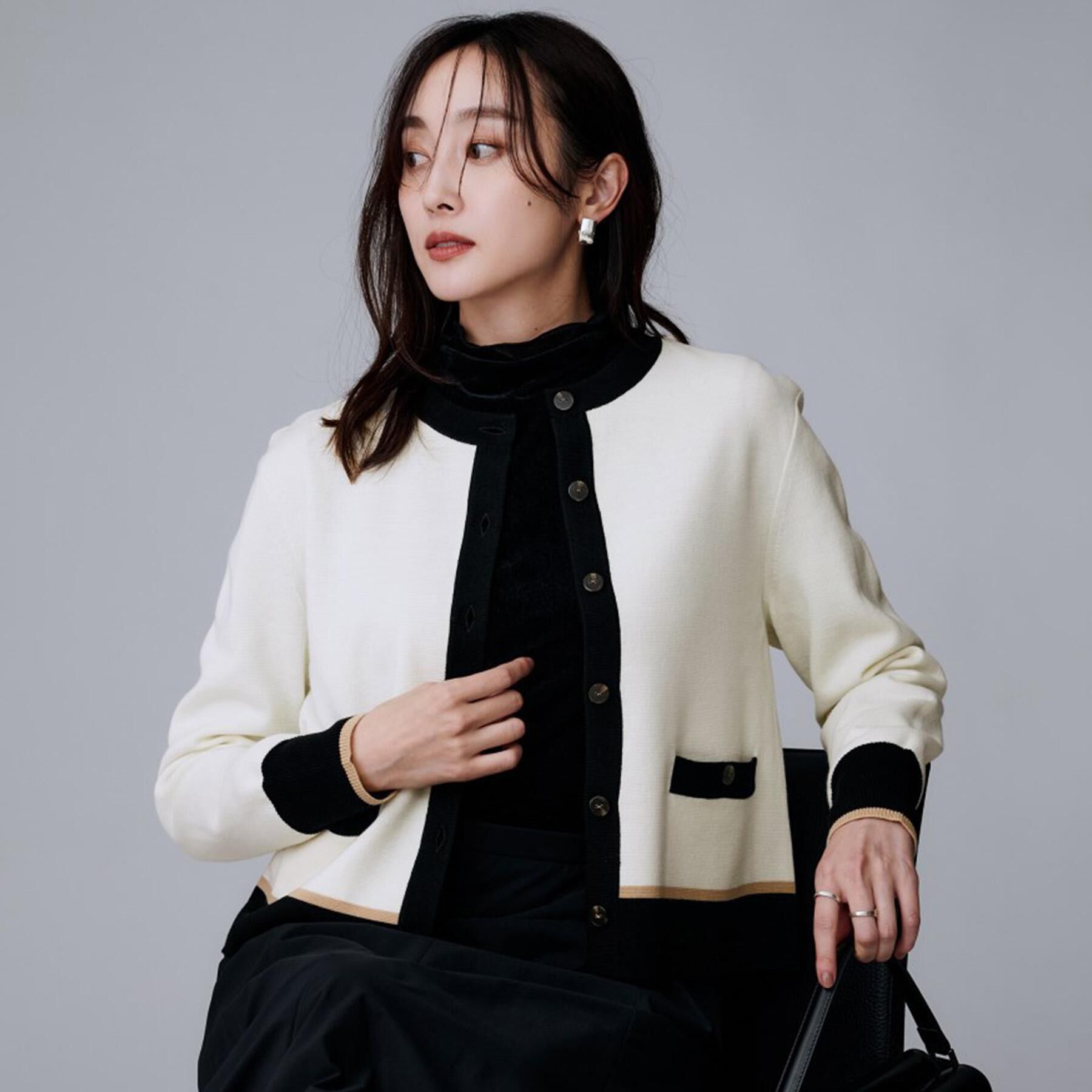 UNTITLED「【アンサンブル可/ジャケット風】ウールミラノリブカーディガン」|カーディガン|オフホワイト(503