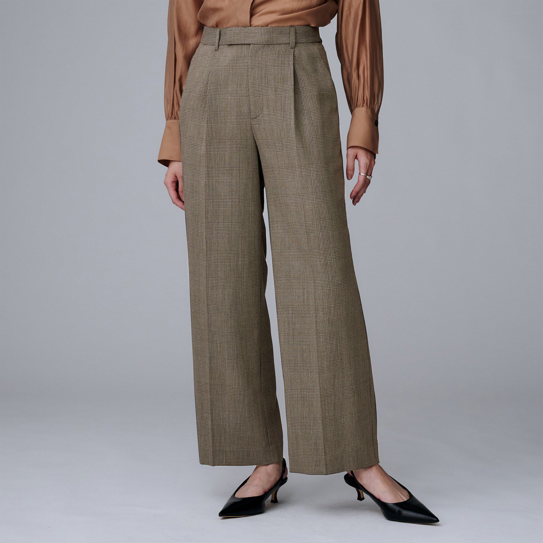 UNTITLED「【セットアップ可/洗える】ウールライク ワイドパンツ」|その他|チャコールグレー(2