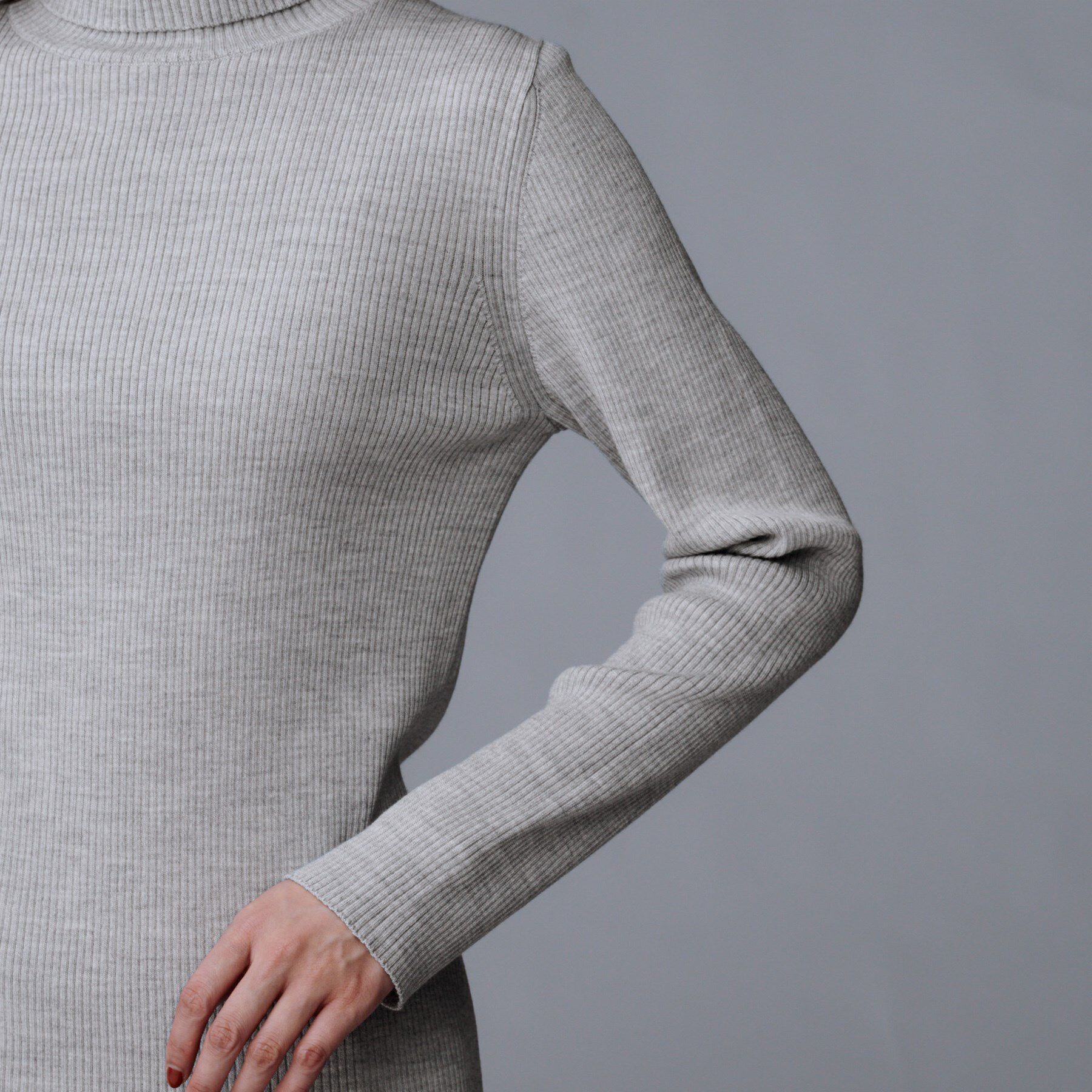 UNTITLED「【洗える/アンサンブル可能/ウール100%】リブタートルネックウールニット」|ニット・セーター|