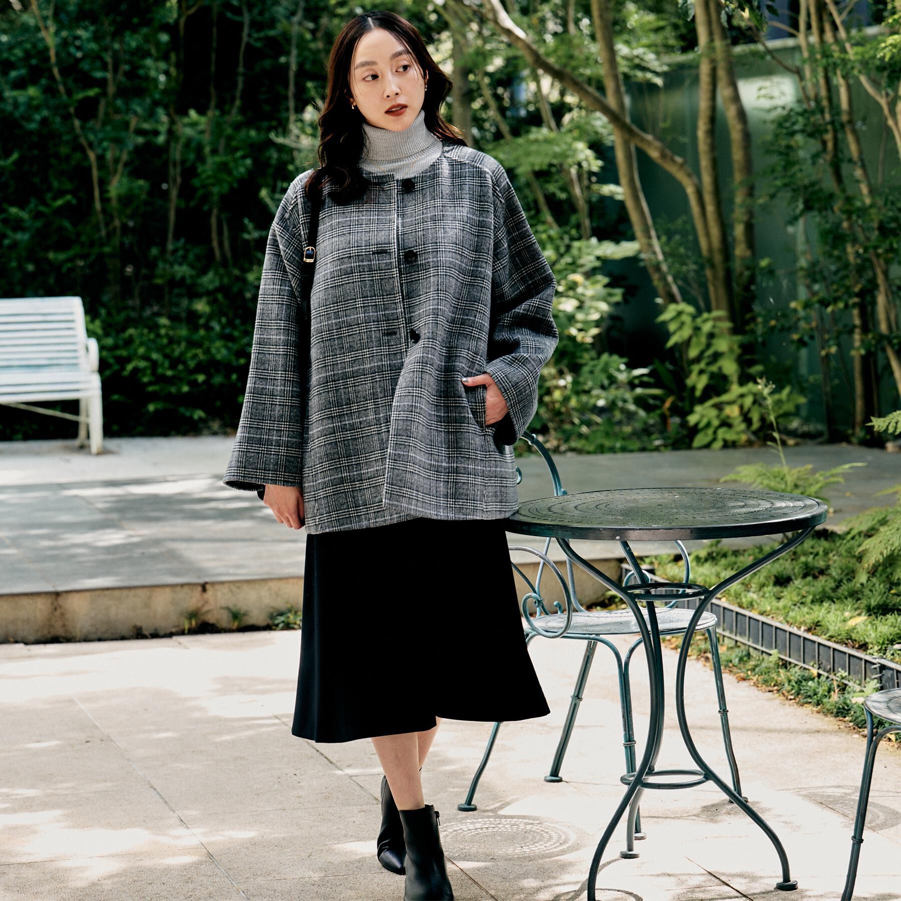 UNTITLED「【ミディ丈/軽やか】セミラグランリバー コート」|ノーカラーコート|