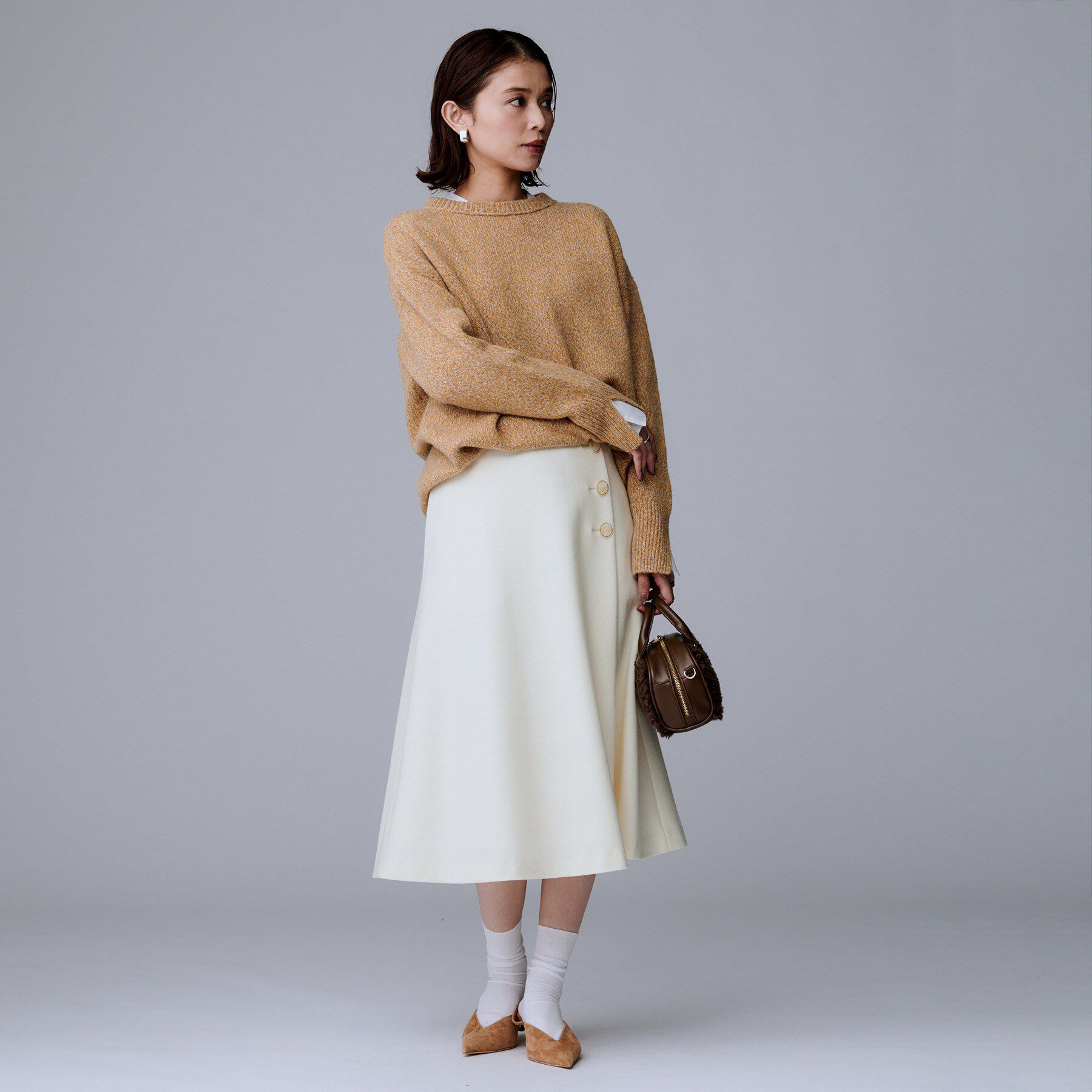 UNTITLED「【ウール100%/後ろウエストゴム】ミルドスムースフレアスカート」|スカート|