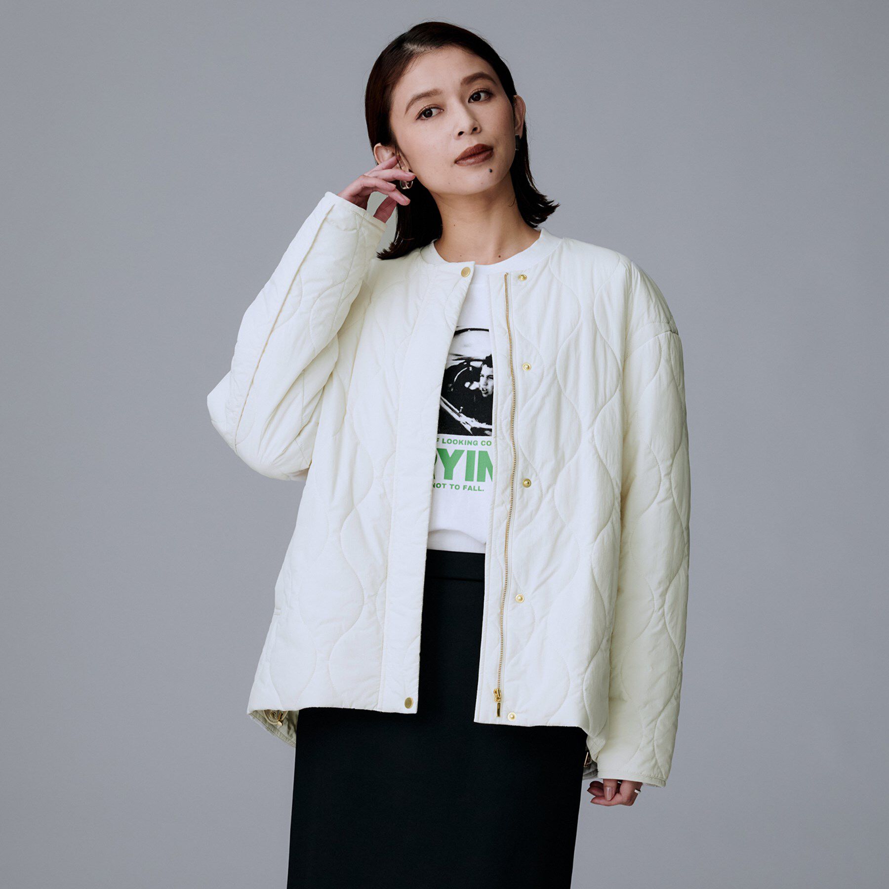 UNTITLED「【軽量／洗える／ファスナー付き】中綿 キルトコート」|ダウン|