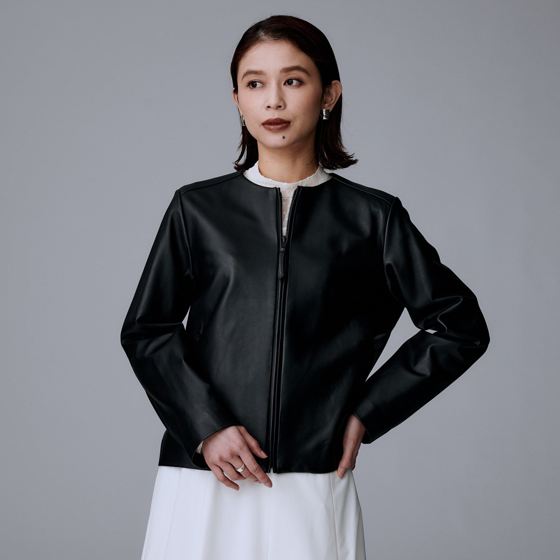 UNTITLED「【着丈短め/柔らかな質感】ラムレザージャケット」|ライダースジャケット|