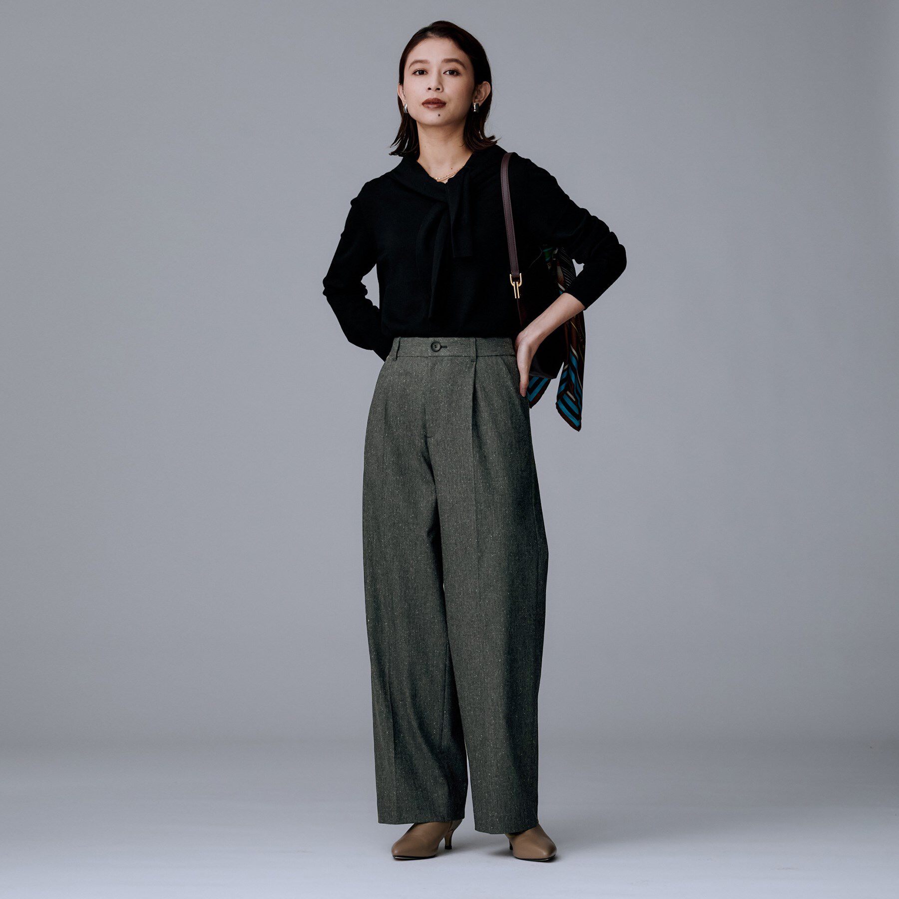 UNTITLED「【ワイド/後ろゴム/シーズンレス】シルクネップツイードパンツ」|その他|