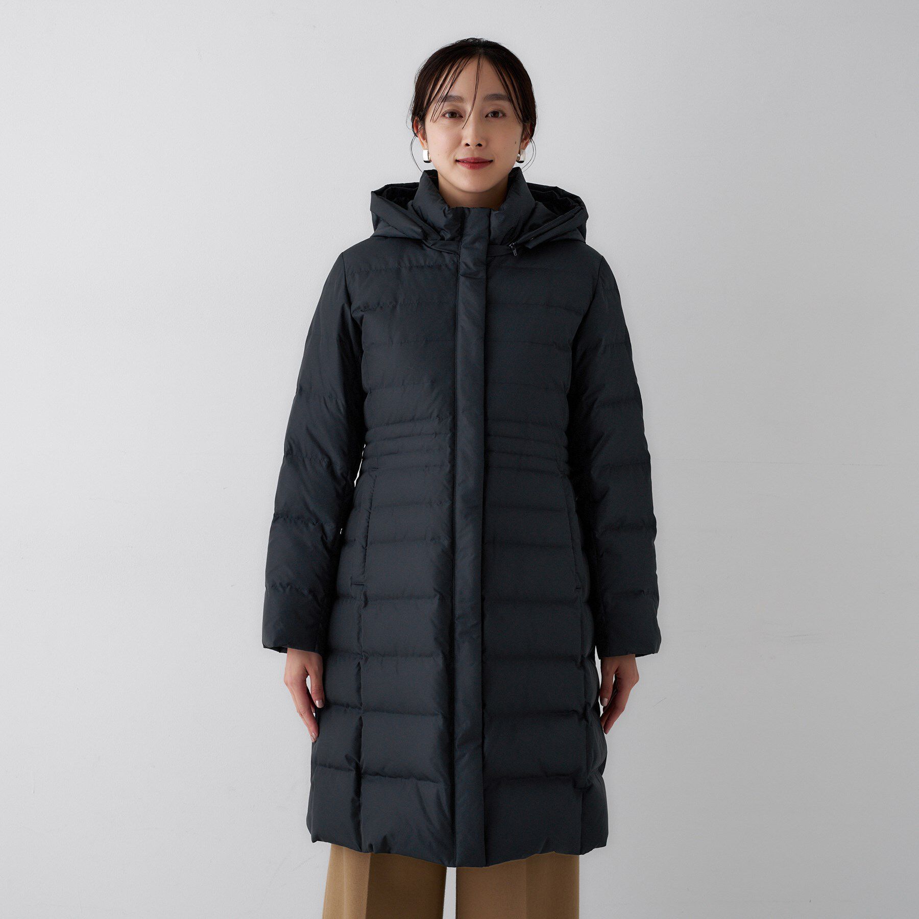 UNTITLED「【はっ水機能/フード取り外し可/防寒】ロングダウンコート」|ダウン|