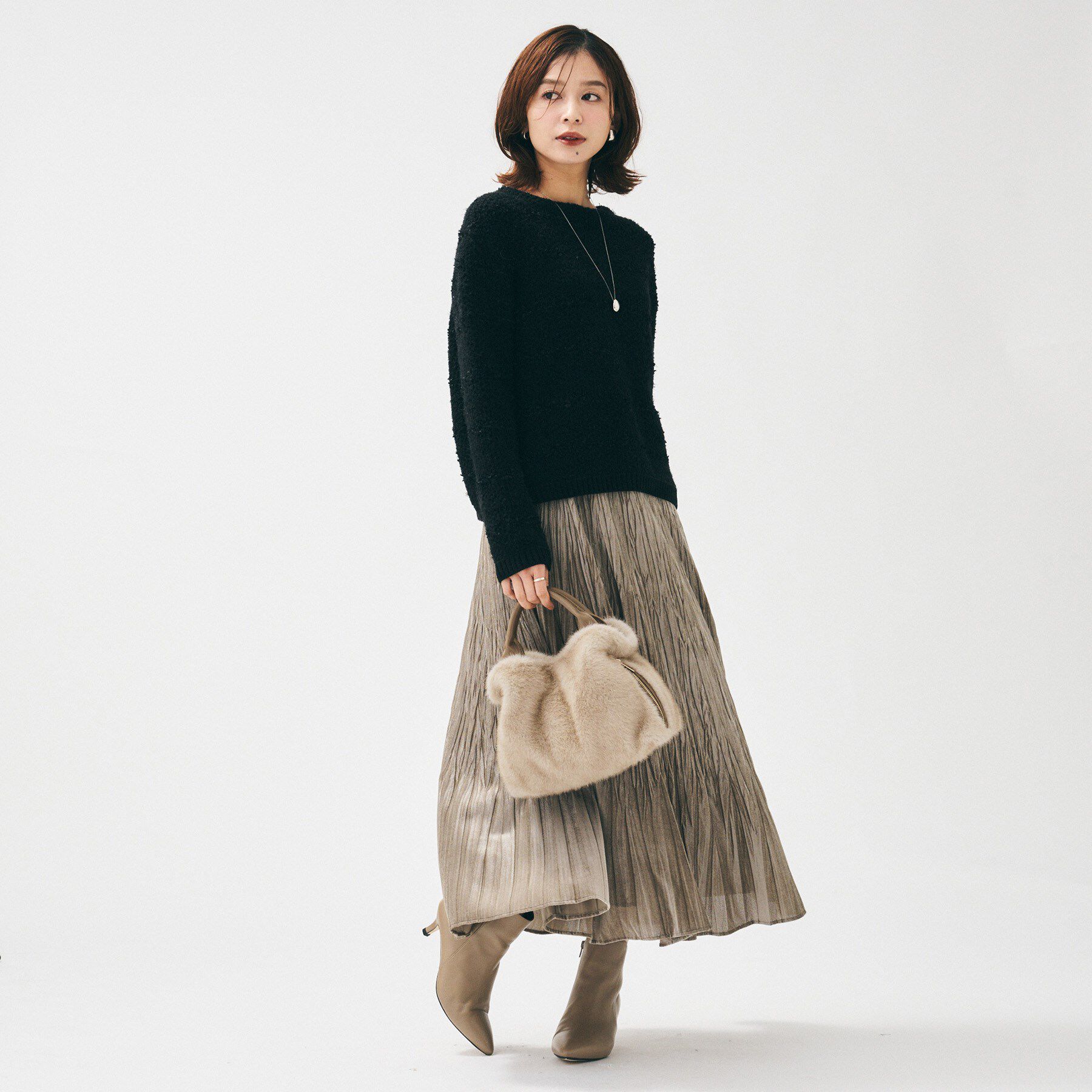 UNTITLED「ミニフェイクファーショルダー」|ハンドバッグ|