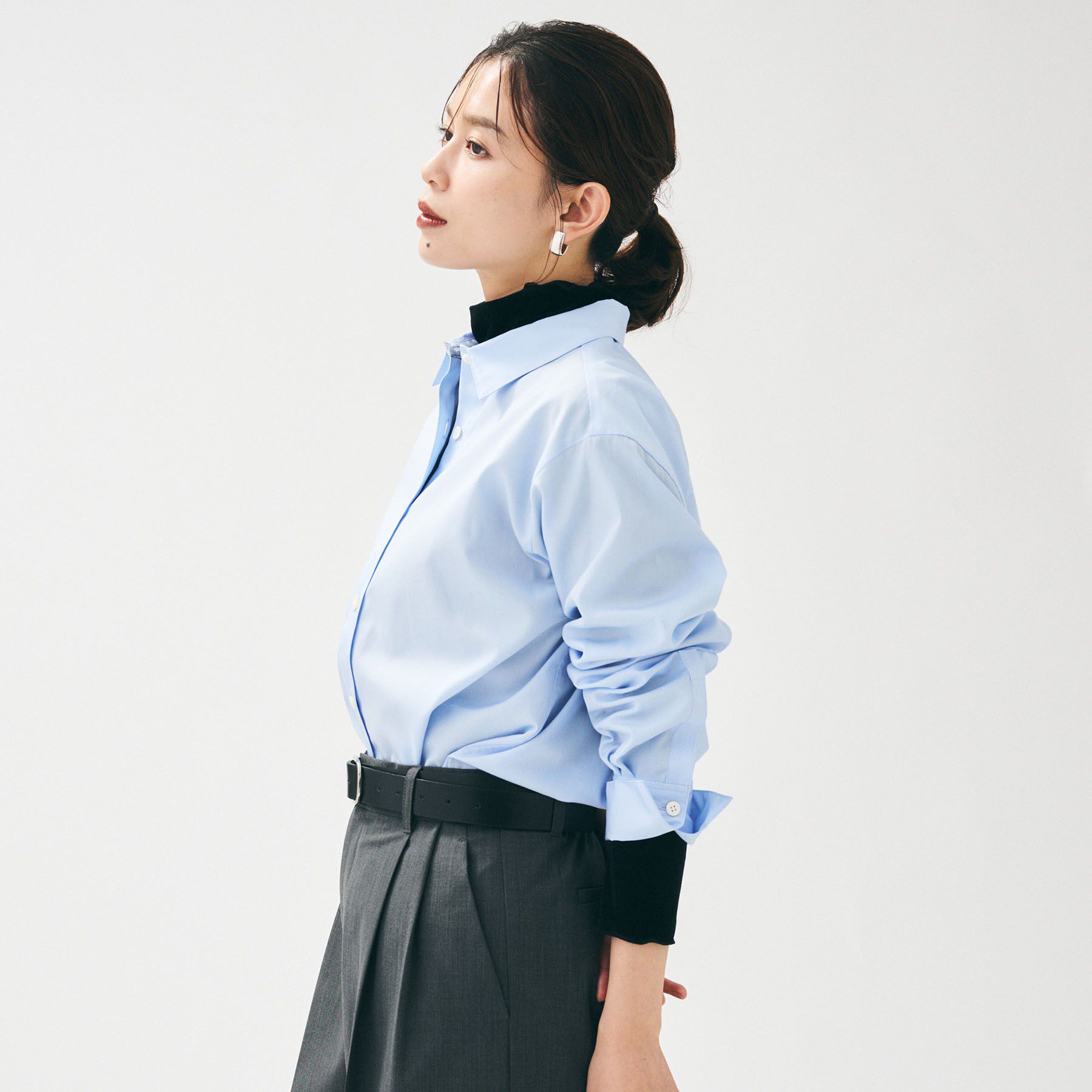 UNTITLED「【重ね着レイヤード/スーツブラウス】ファインブロードベーシックシャツ」|シャツ・ブラウス|