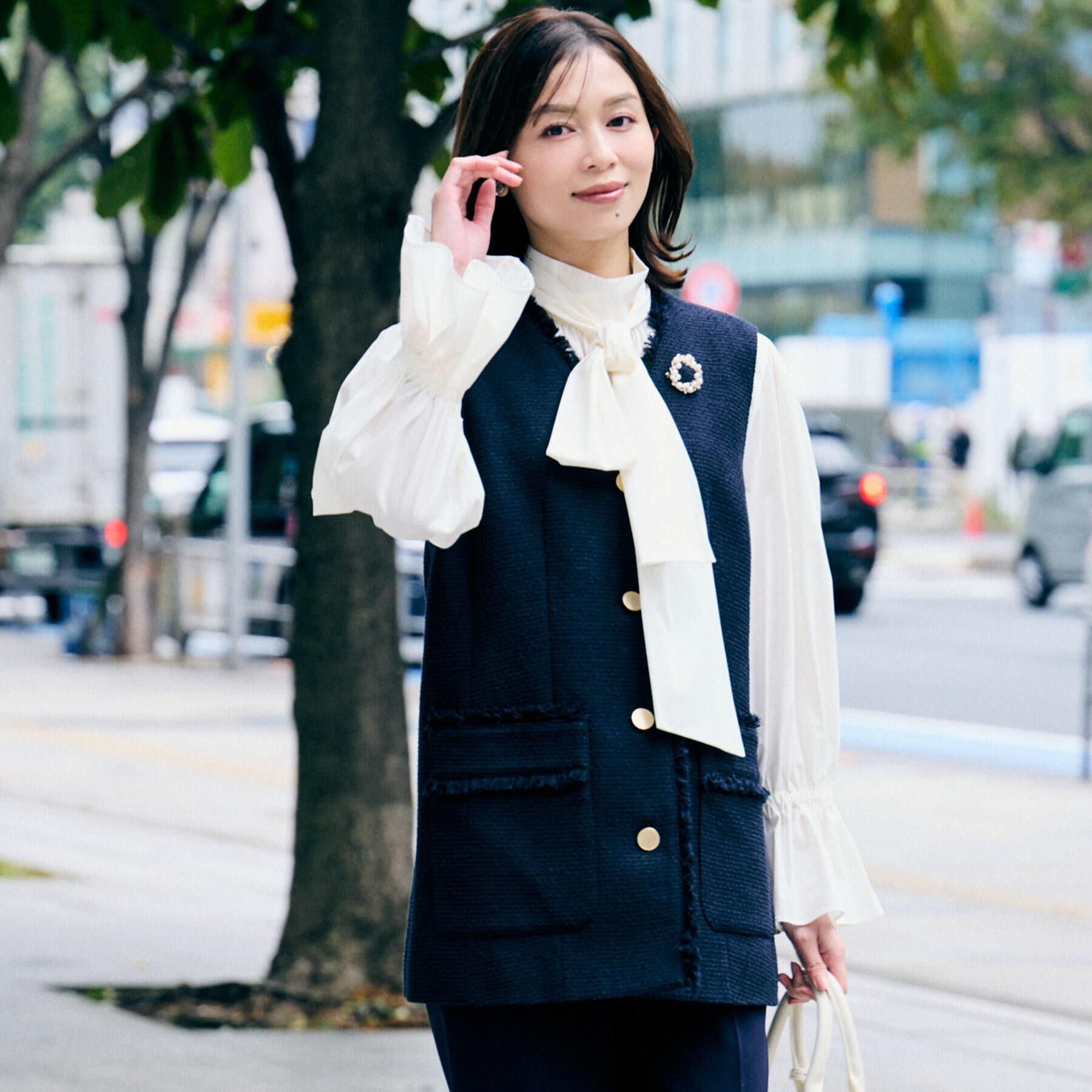 UNTITLED「【オンオフ使える】スラブツイード ジレ」|ベスト・ジレ|