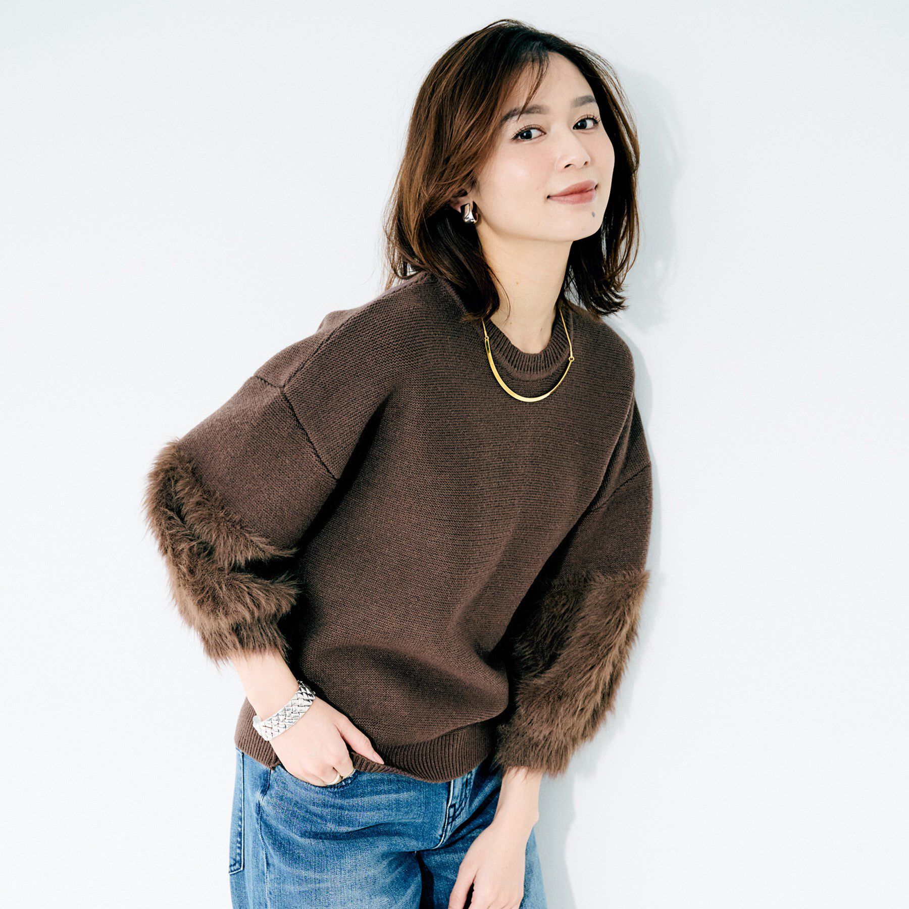 UNTITLED「【TORRAZZO DONNA】ファースリーブ2wayプルオーバー」|Tシャツ・カットソー|