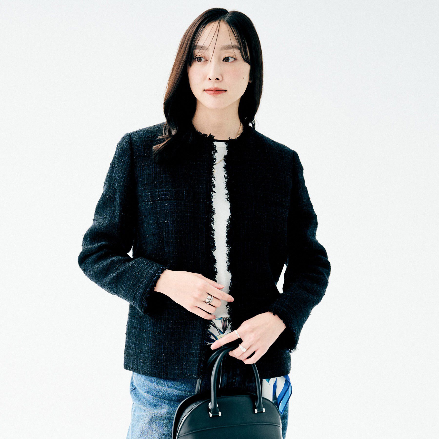 UNTITLED「【仕事着/スーツ】ファンシーツイード ジャケット」|ノーカラージャケット|