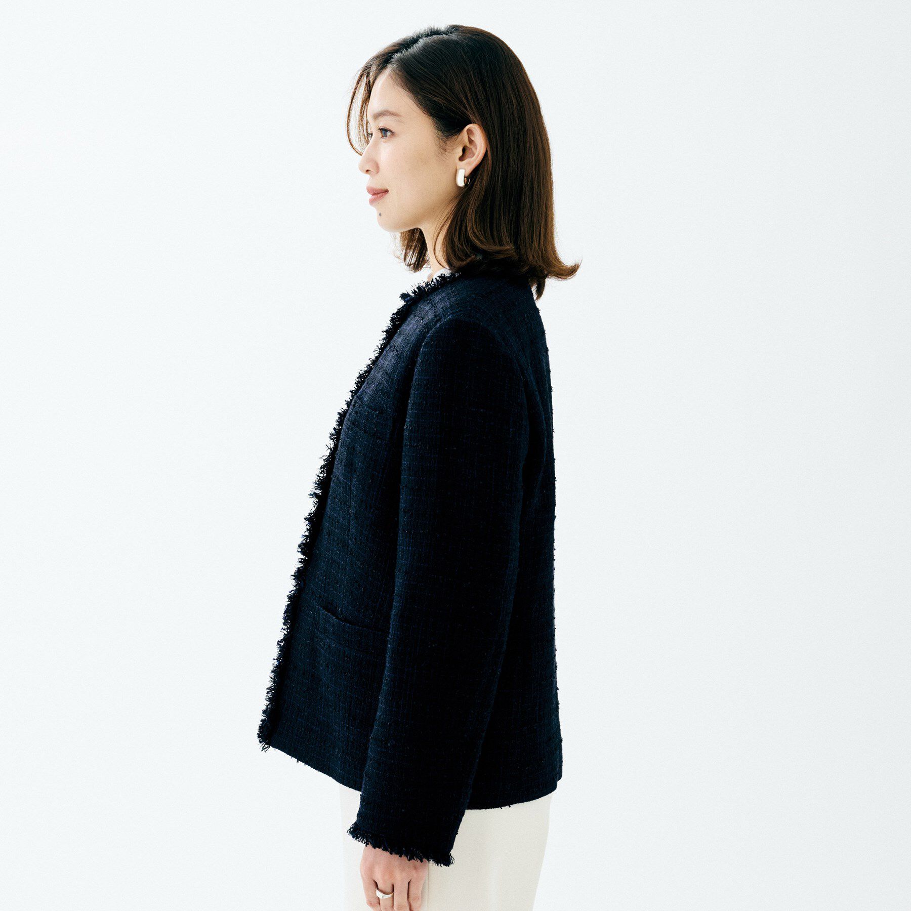 UNTITLED「【仕事着/スーツ】ファンシーツイード ジャケット」|ノーカラージャケット|