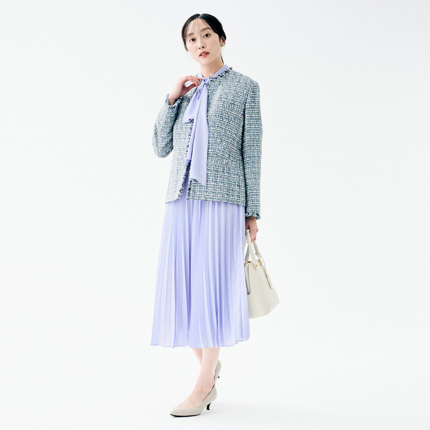 UNTITLED「【フォーマル/洗える】ボウタイ プリーツワンピース」|ワンピース|