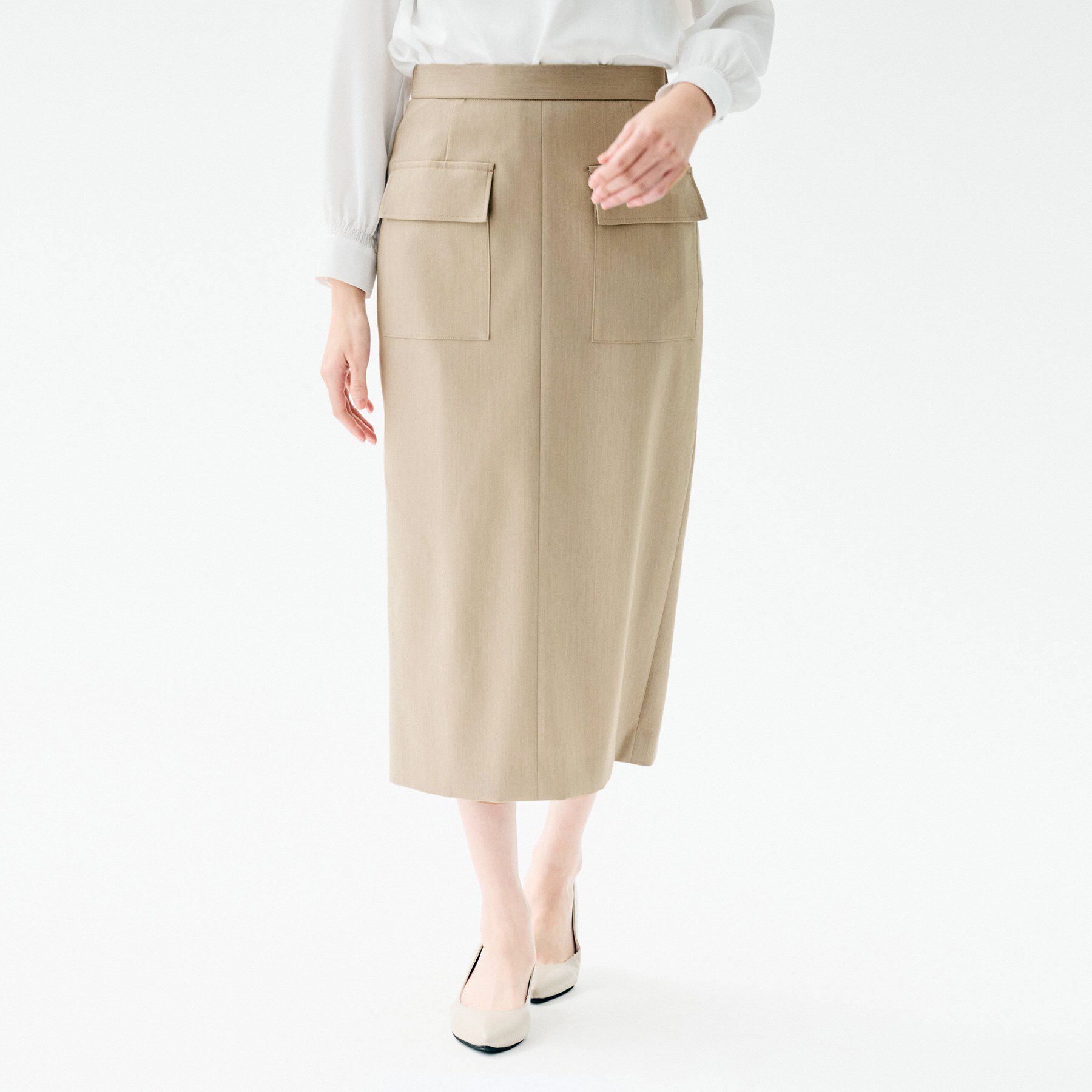 UNTITLED「【ストレッチ性/洗える】アウトポケット ナロースカート」|スカート|