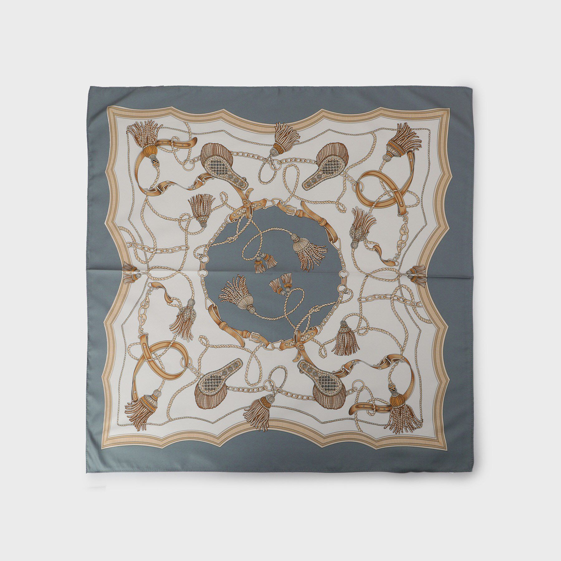 UNTITLED「リバータッセルプリントスカーフ」|バンダナ・スカーフ|ブルー(591)