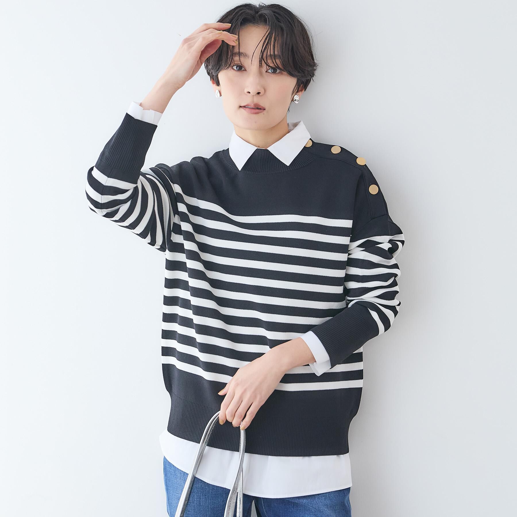 UNTITLED「【春先におすすめ/洗える】ミラノリブニット」|ニット・セーター|ブラック(319)