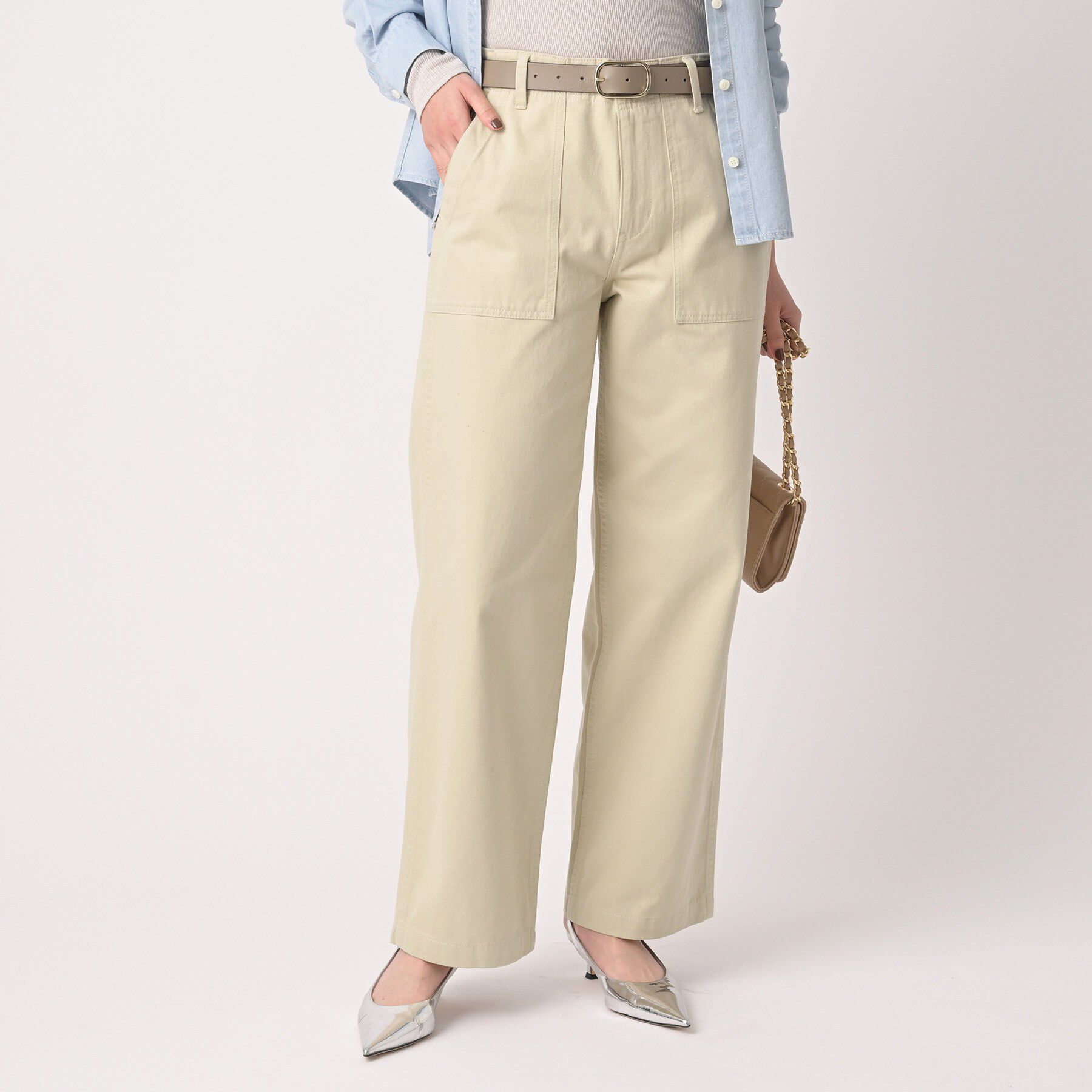 UNTITLED「【コットン100/洗える】サテンベイカーパンツ」|その他|