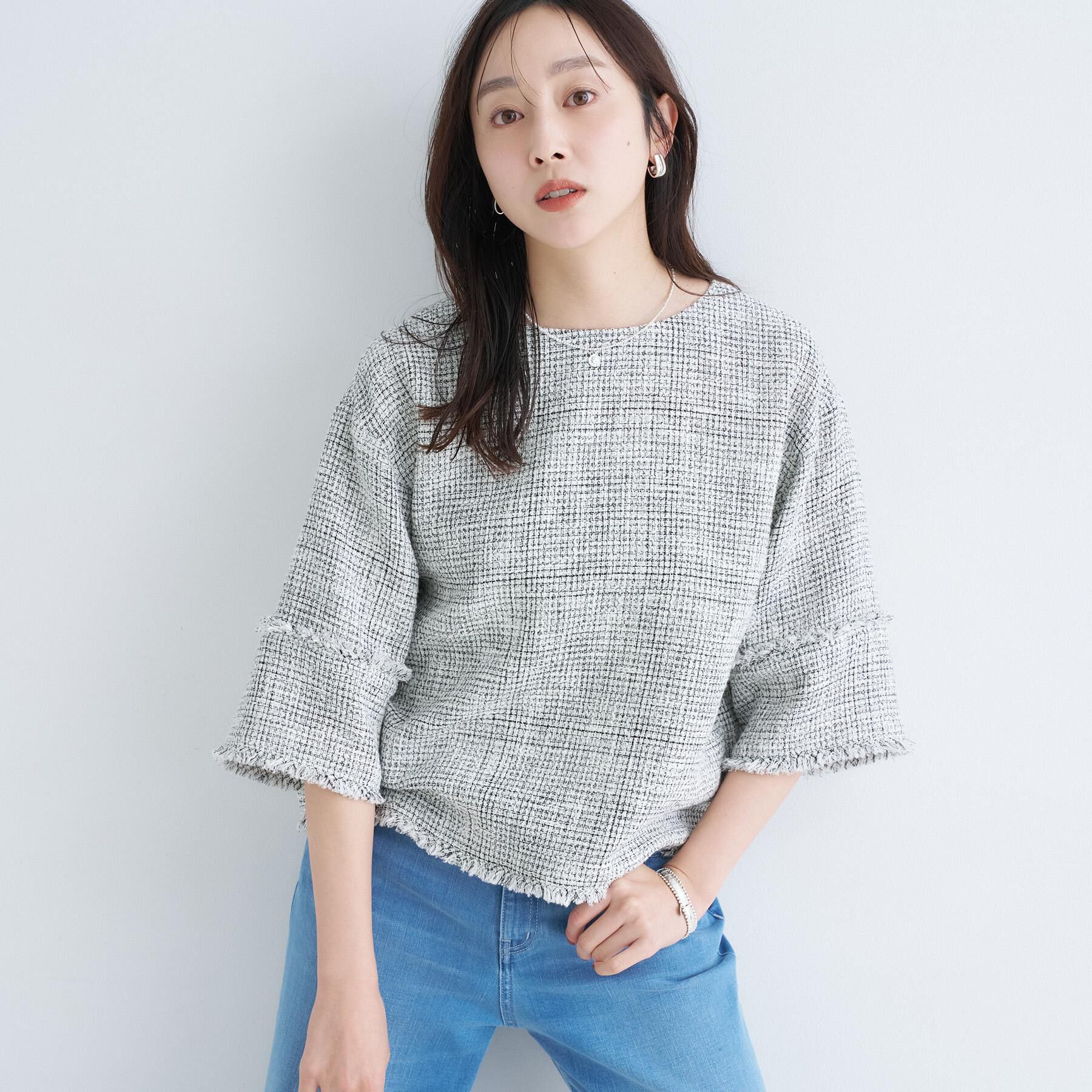 UNTITLED「【洗える】ツイードドルマンブラウス」|シャツ・ブラウス|