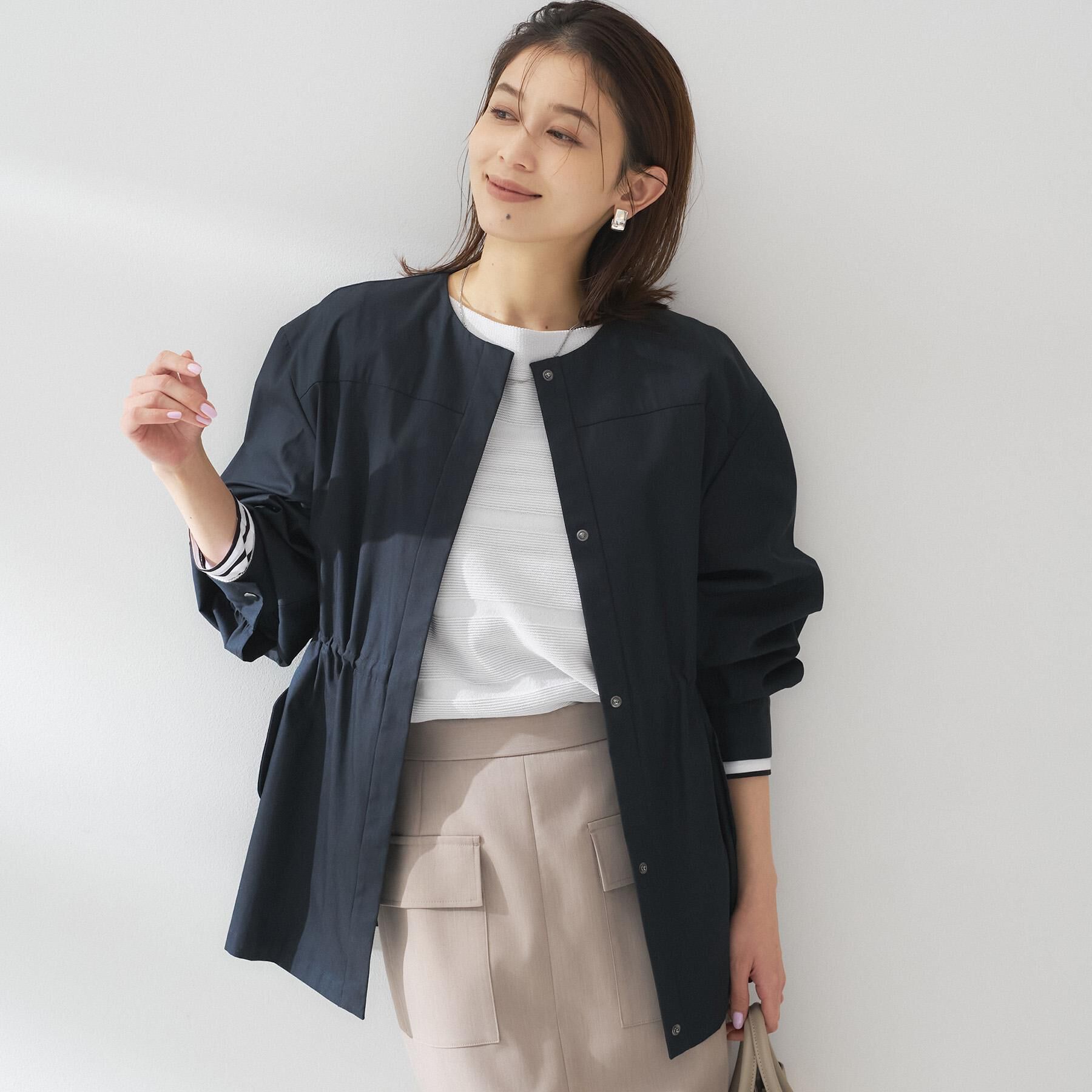 UNTITLED「ライトコットンミリタリーコート」|ノーカラーコート|ネイビー(094)