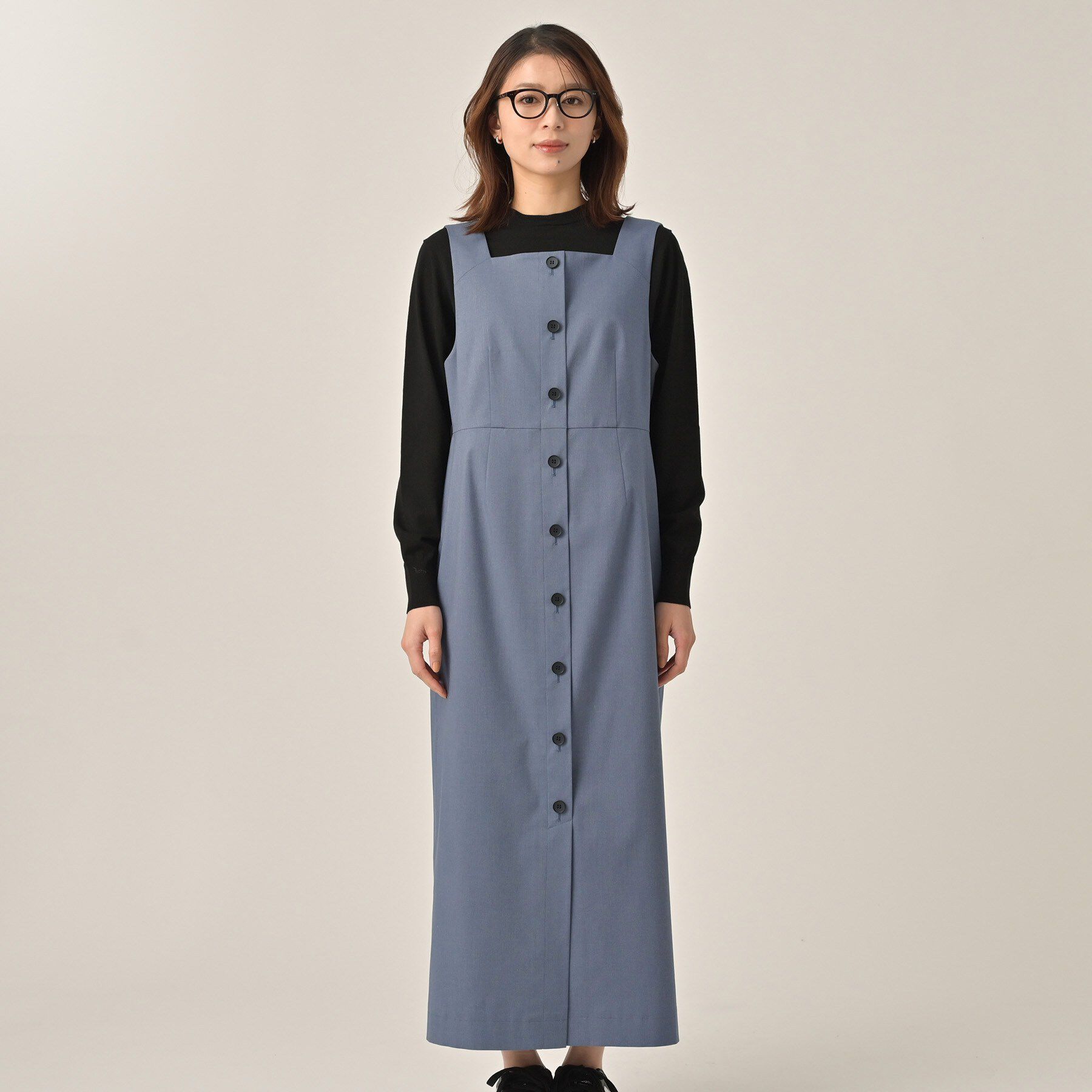 UNTITLED「スクエアネックジャンパースカート」|ワンピース|