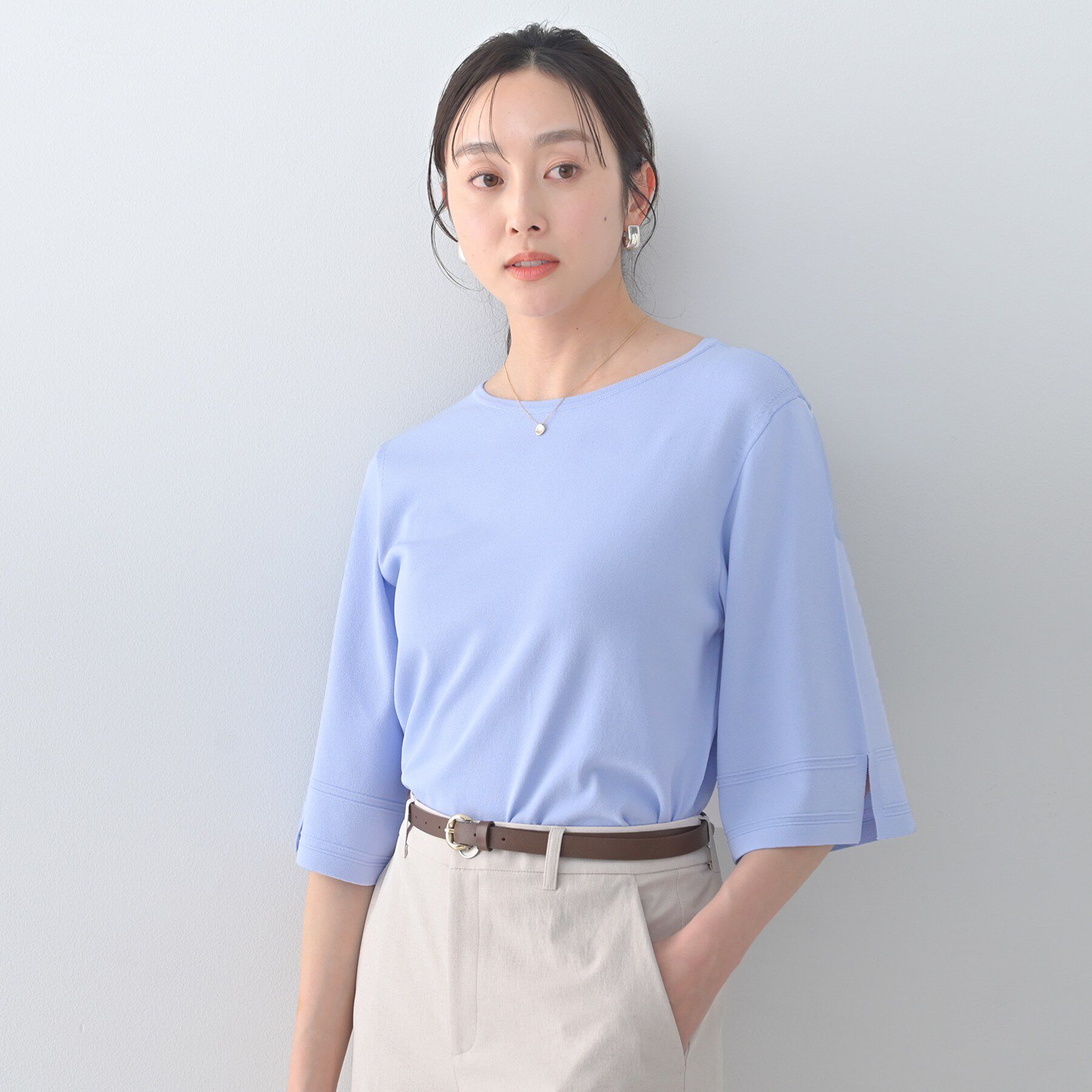 UNTITLED「袖スリットニットプルオーバー」|ニット・セーター|