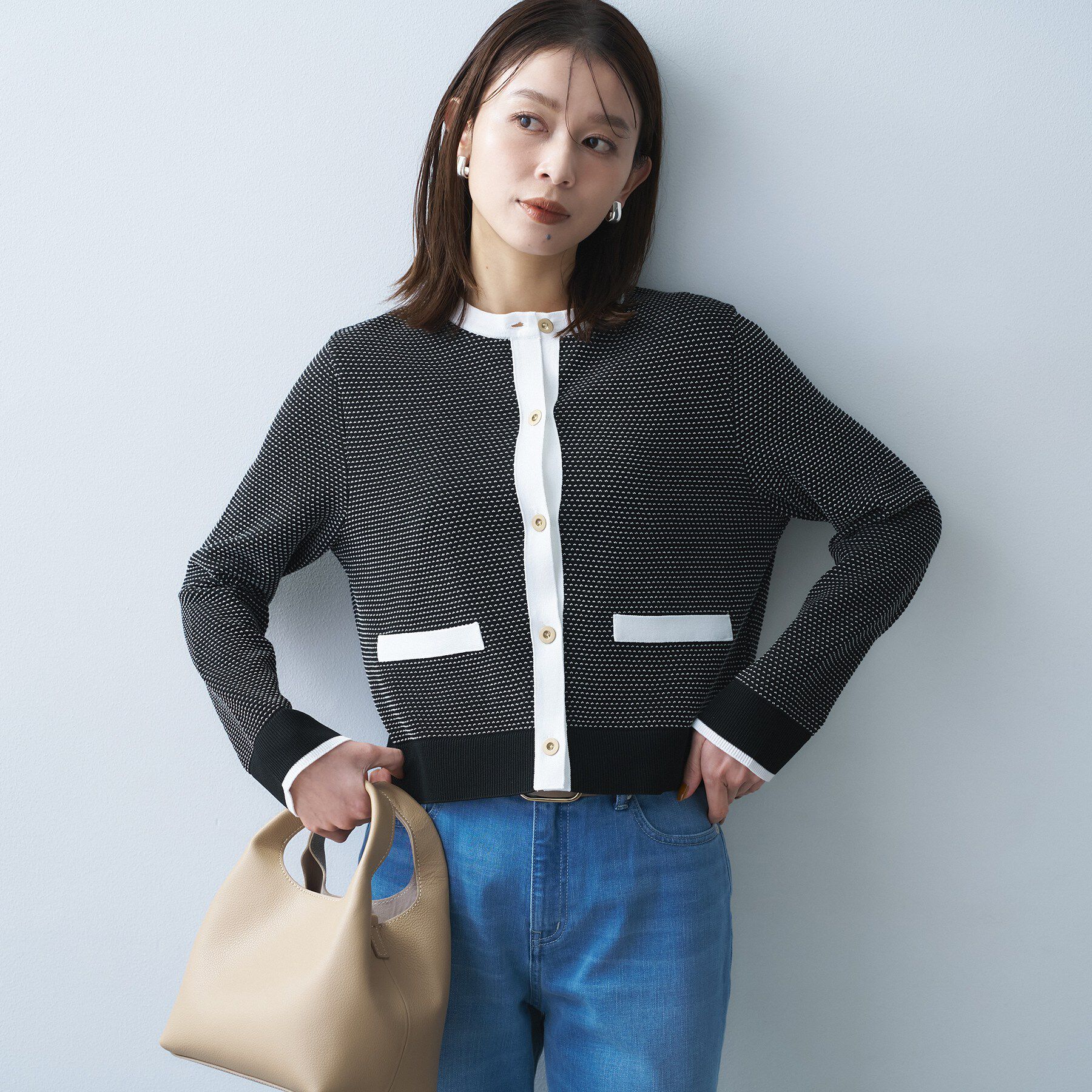 UNTITLED「配色ハイゲージニットカーディガン」|カーディガン|