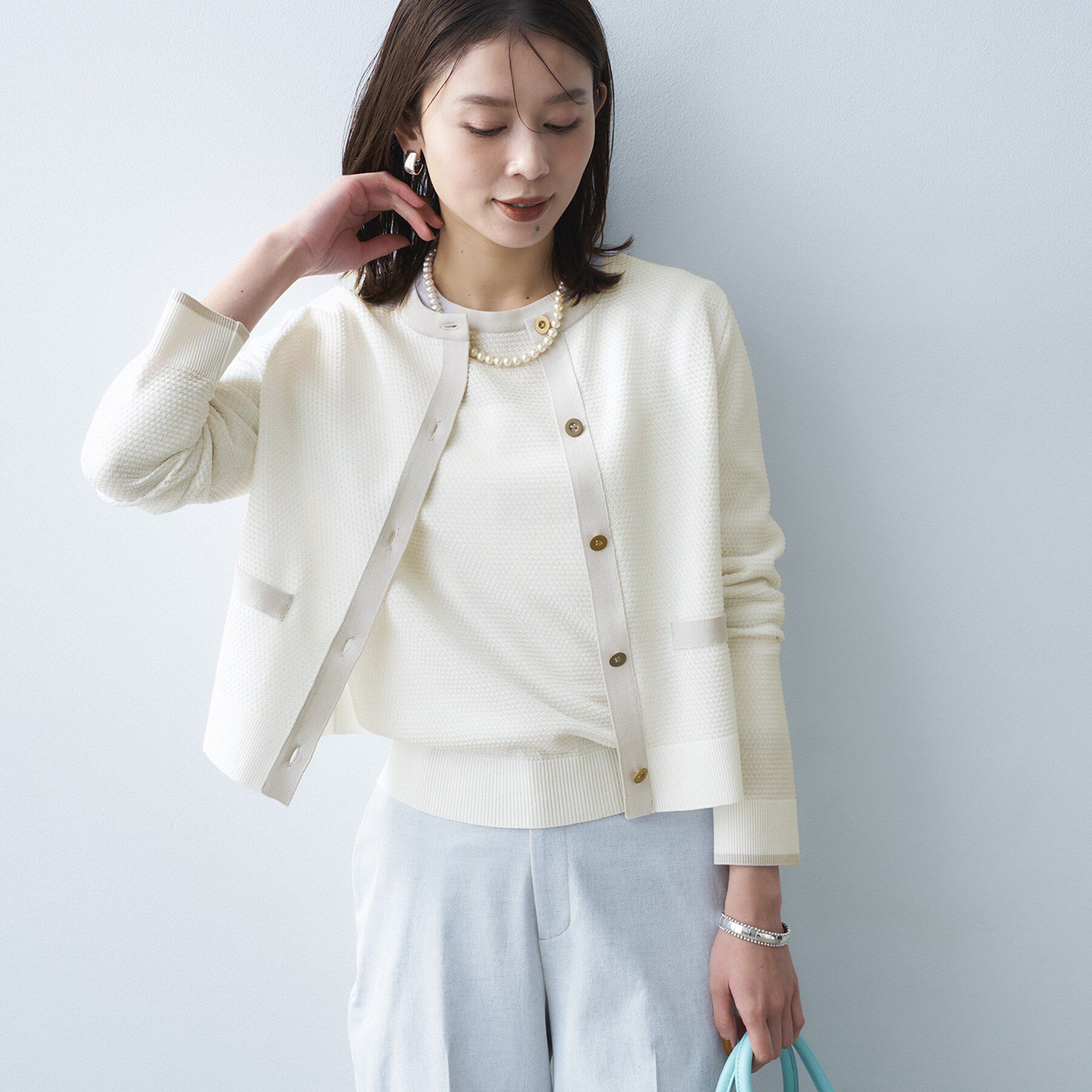 UNTITLED「配色ハイゲージニットカーディガン」|カーディガン|