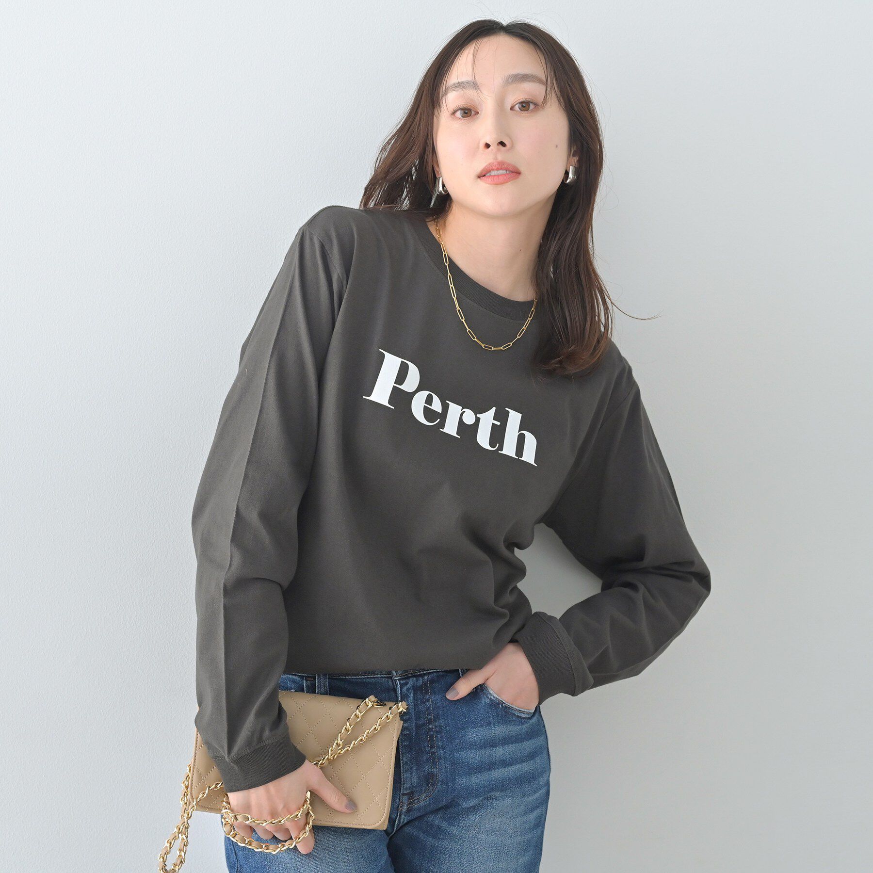 UNTITLED「【Healthy DENIM】PerthロングTシャツ」|Tシャツ・カットソー|ブラック(019)