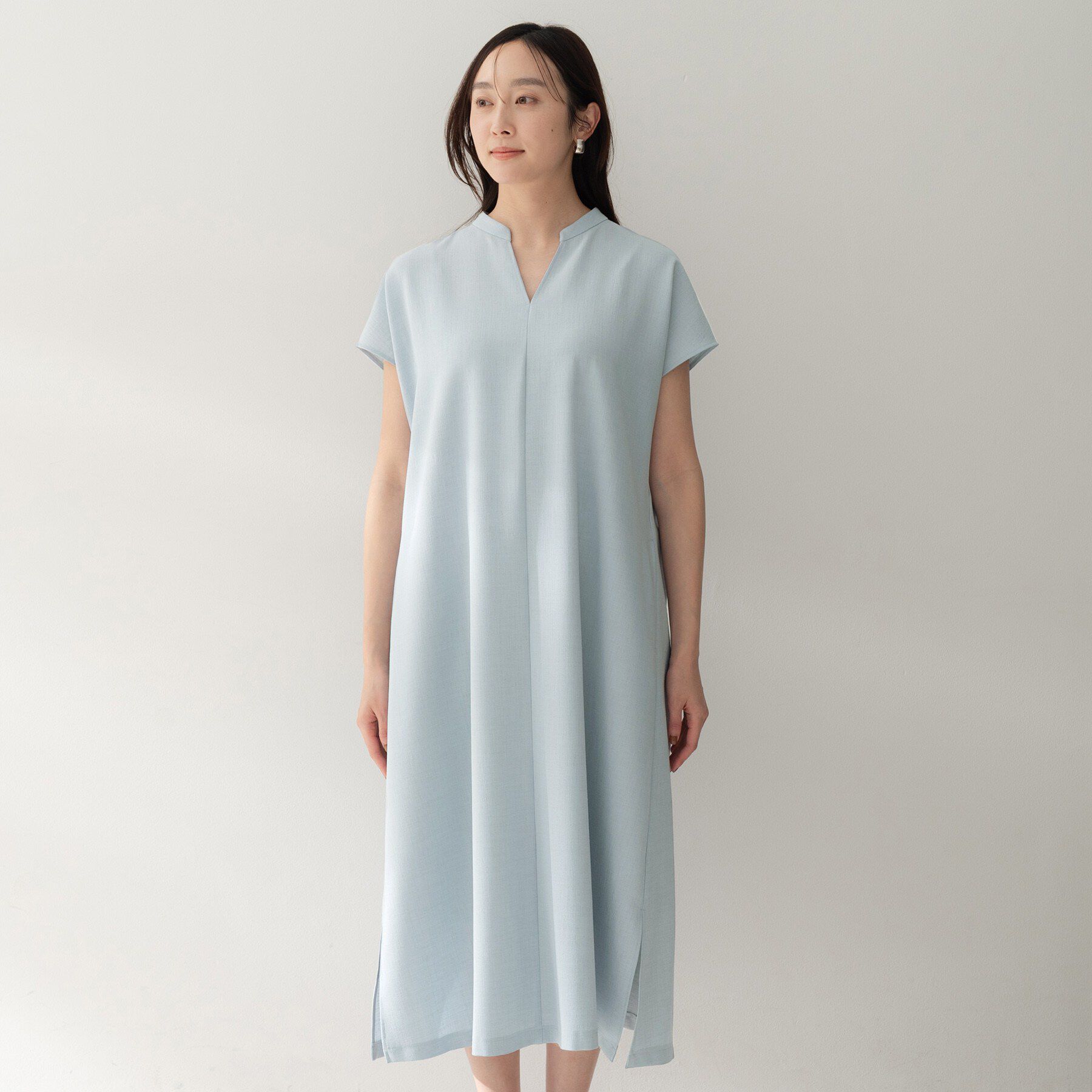 UNTITLED「スラブバンドカラーワンピース」|ワンピース|