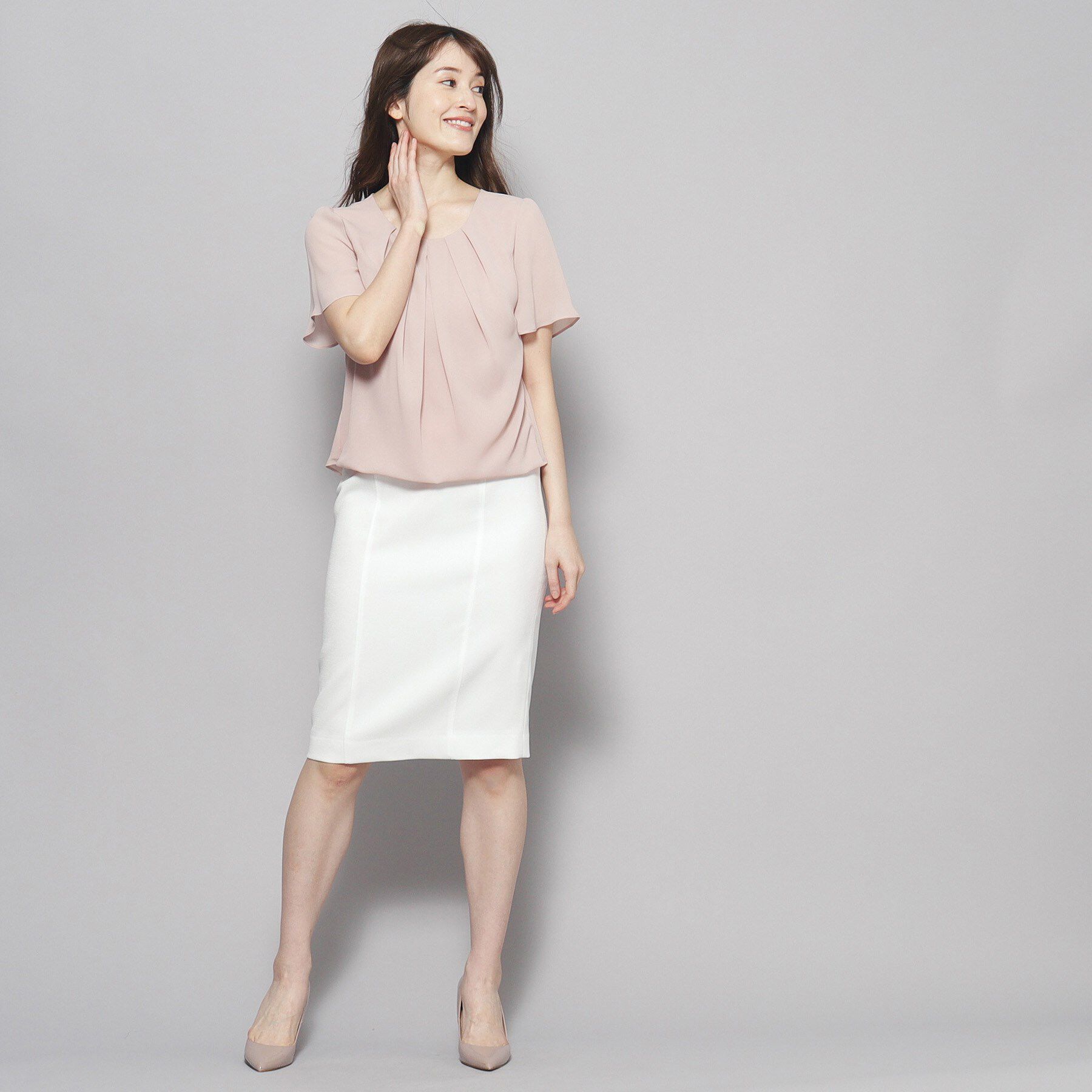 COUP DE CHANCE「【洗える／日本製】フロントタック半袖デザインブラウス」|シャツ・ブラウス|