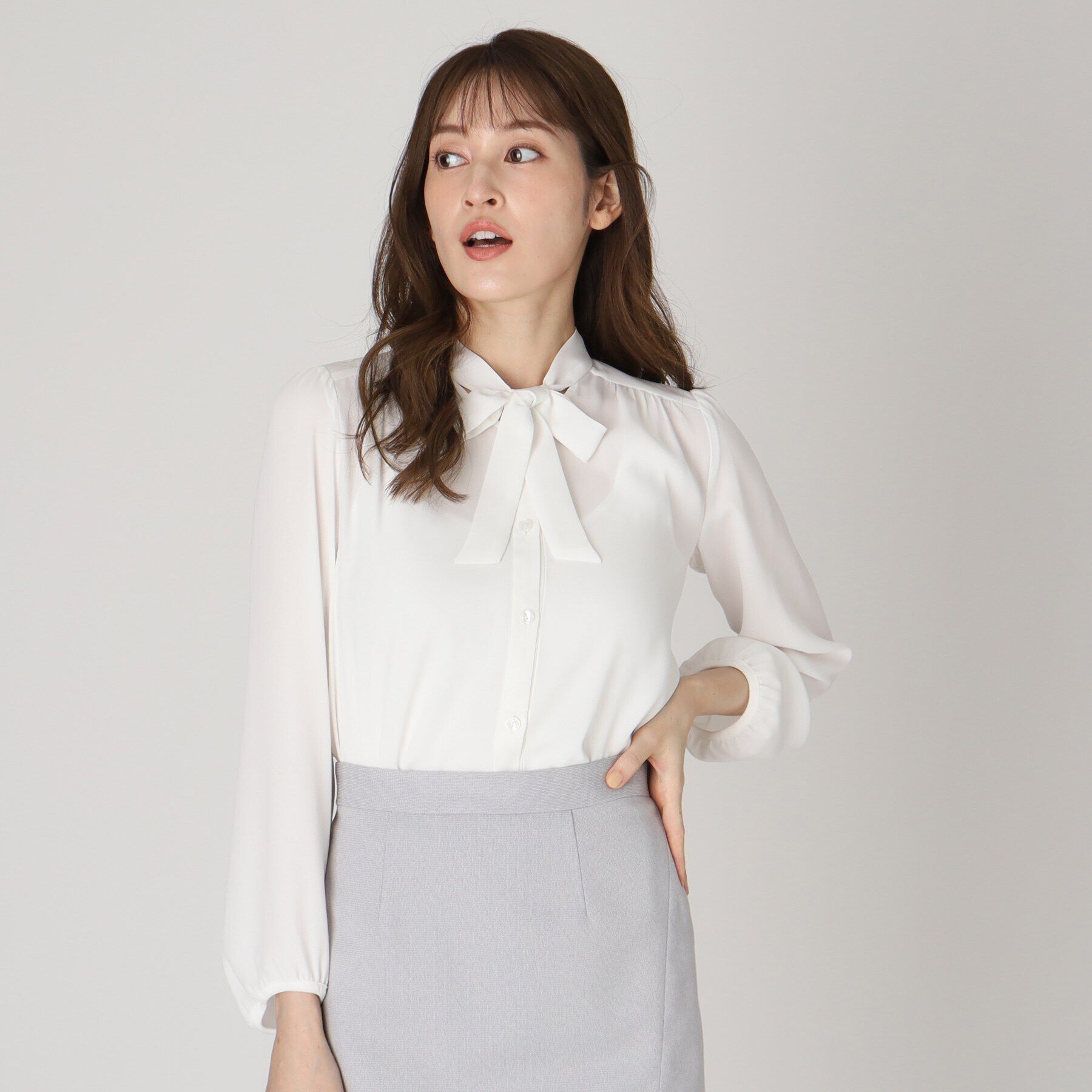 COUP DE CHANCE「【洗える／日本製】女性らしい細ボウタイブラウス」|シャツ・ブラウス|