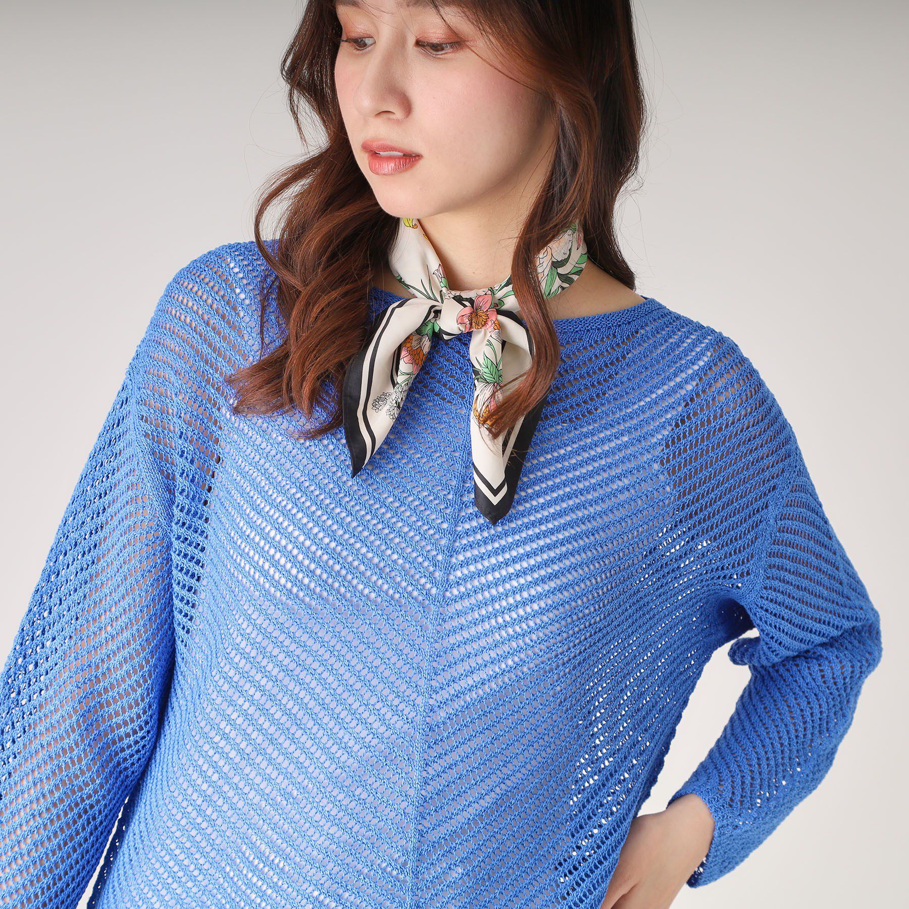 COUP DE CHANCE「【洗える／日本製】和紙混ニットプルオーバー」|ニット・セーター|ブルー(092)