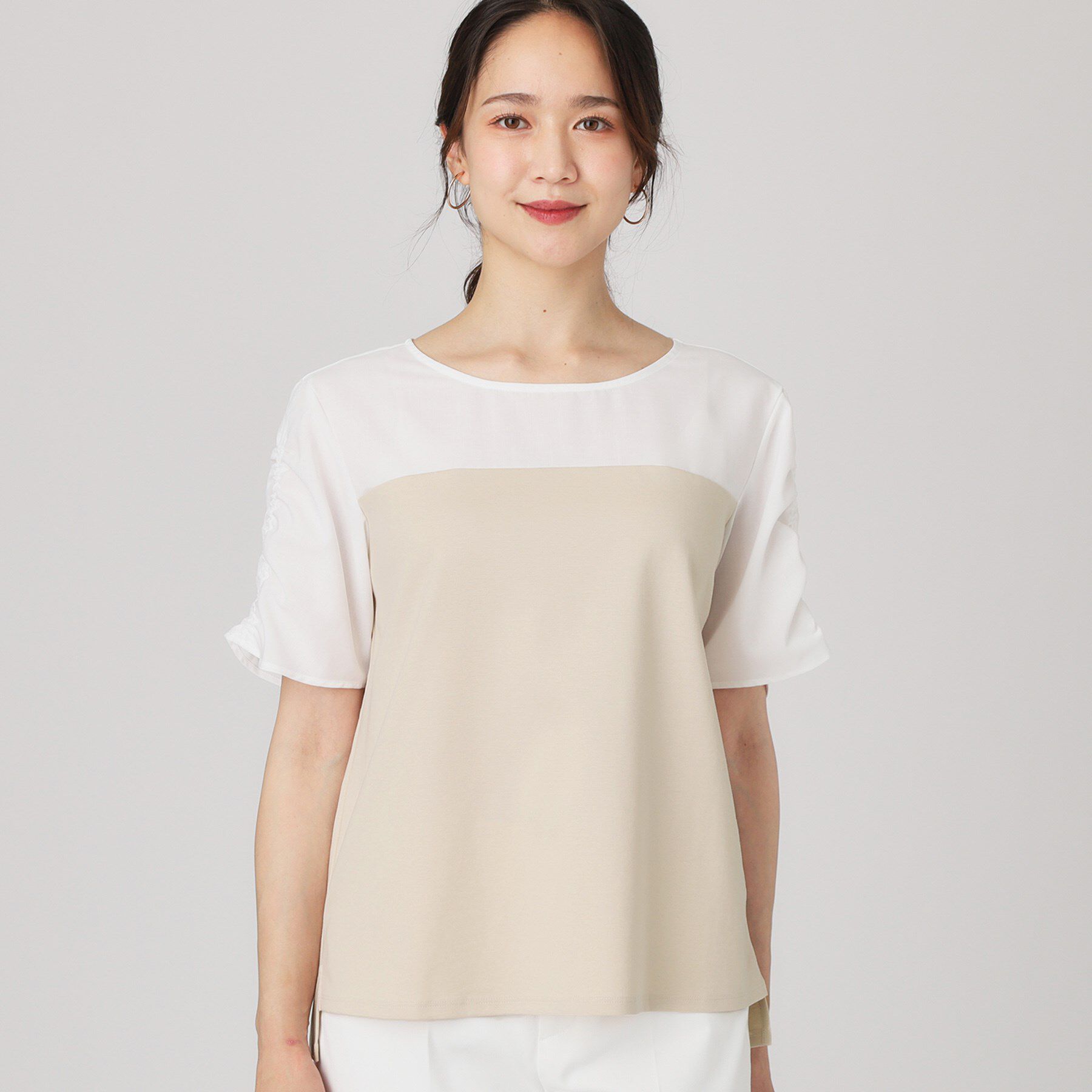 COUP DE CHANCE「【手洗い可／日本製】異素材組合せのジャージトップス」|Tシャツ・カットソー|