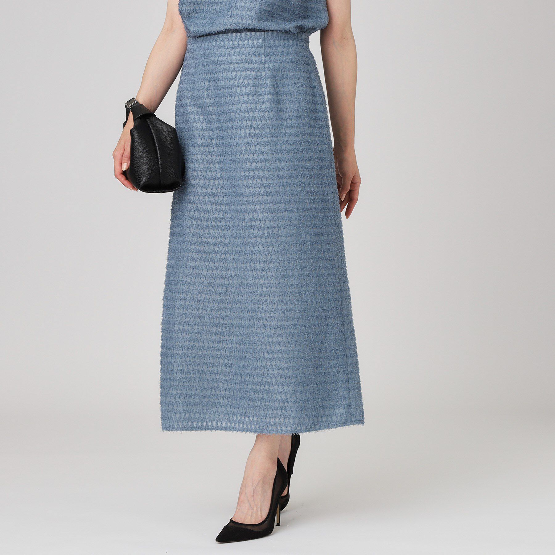 COUP DE CHANCE「【手洗い可／日本製】ジャカードのロングスカート」|スカート|ブルー(093)