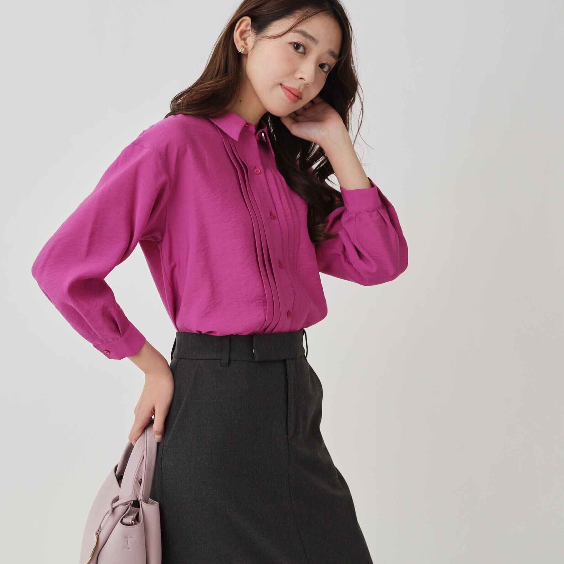 COUP DE CHANCE「【手洗い可】タックデザインブラウス」|シャツ・ブラウス|ピンク(074)