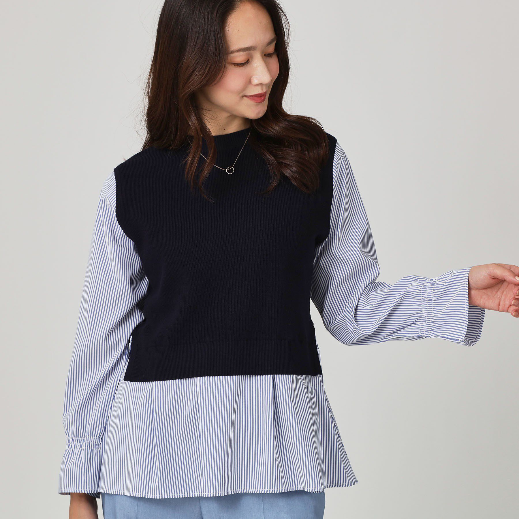 COUP DE CHANCE「【手洗い可】重ね着風ニットトップス」|ニット・セーター|