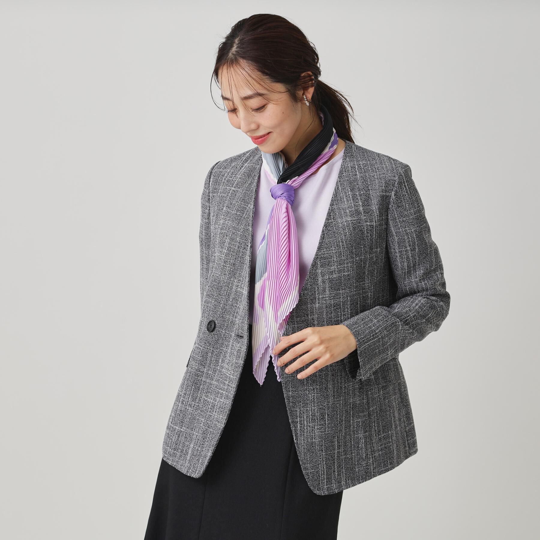 COUP DE CHANCE「【手洗い可／日本製／裏無し／セットアップ可】ツィード見えノーカラージャケット」|ノーカラージャケット|