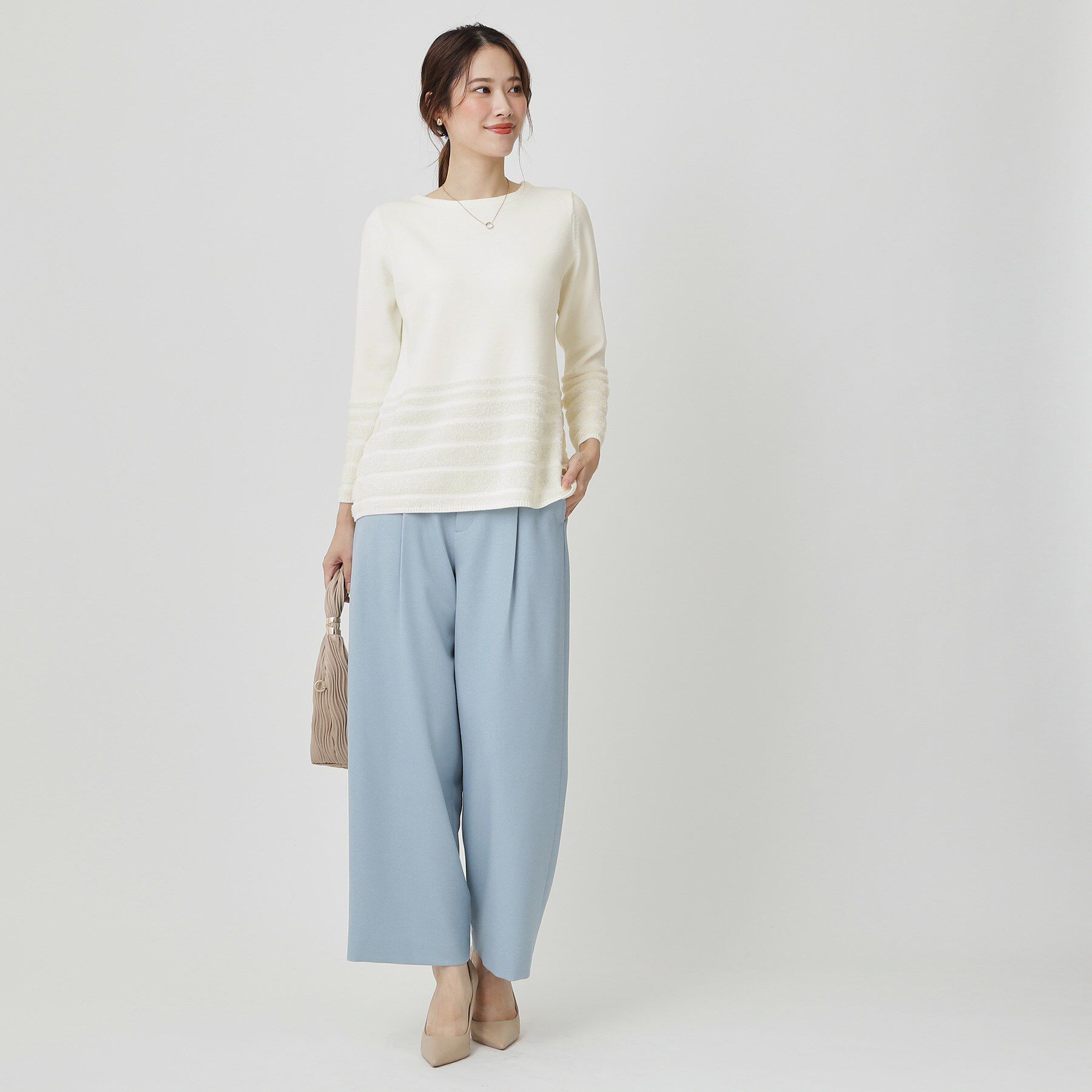 COUP DE CHANCE「【手洗い可】ラメフェザーデザイン ニットトップス」|ニット・セーター|