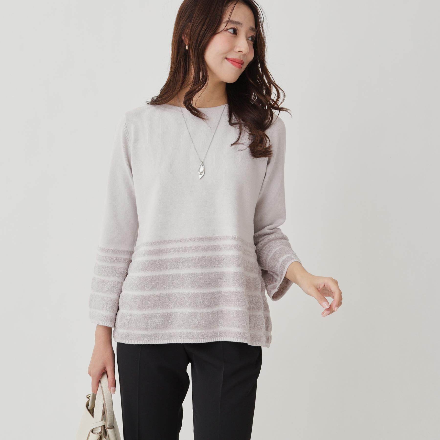 COUP DE CHANCE「【手洗い可】ラメフェザーデザイン ニットトップス」|ニット・セーター|