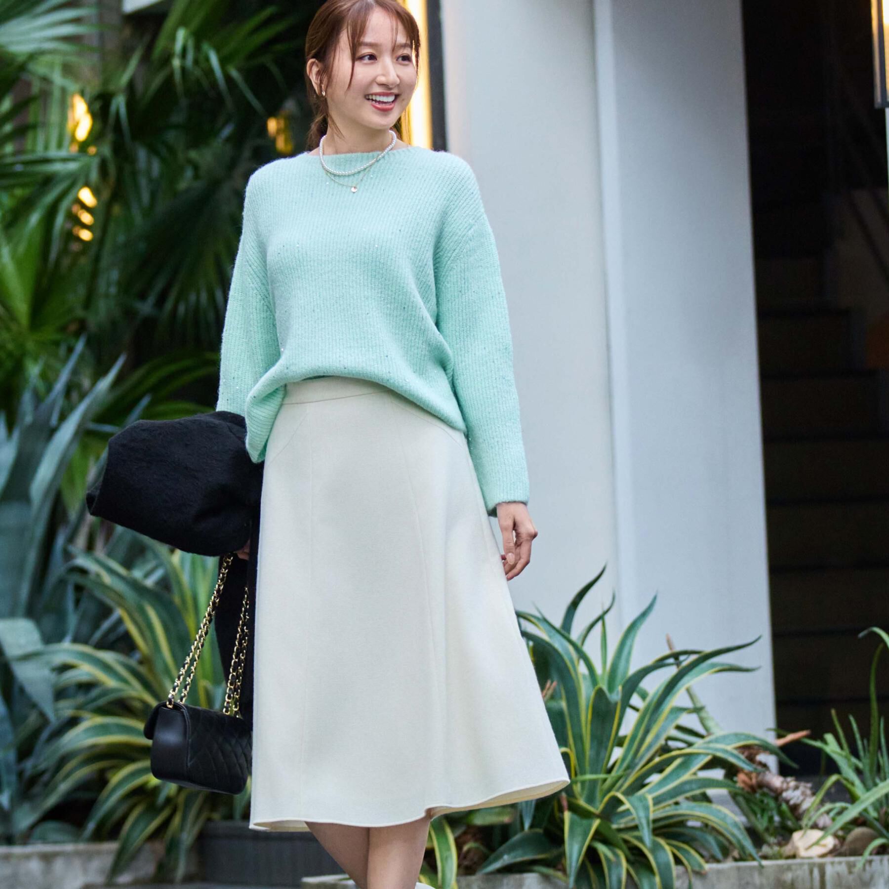 COUP DE CHANCE「【日本製】ラメ混ツイードフレアースカート」|スカート|