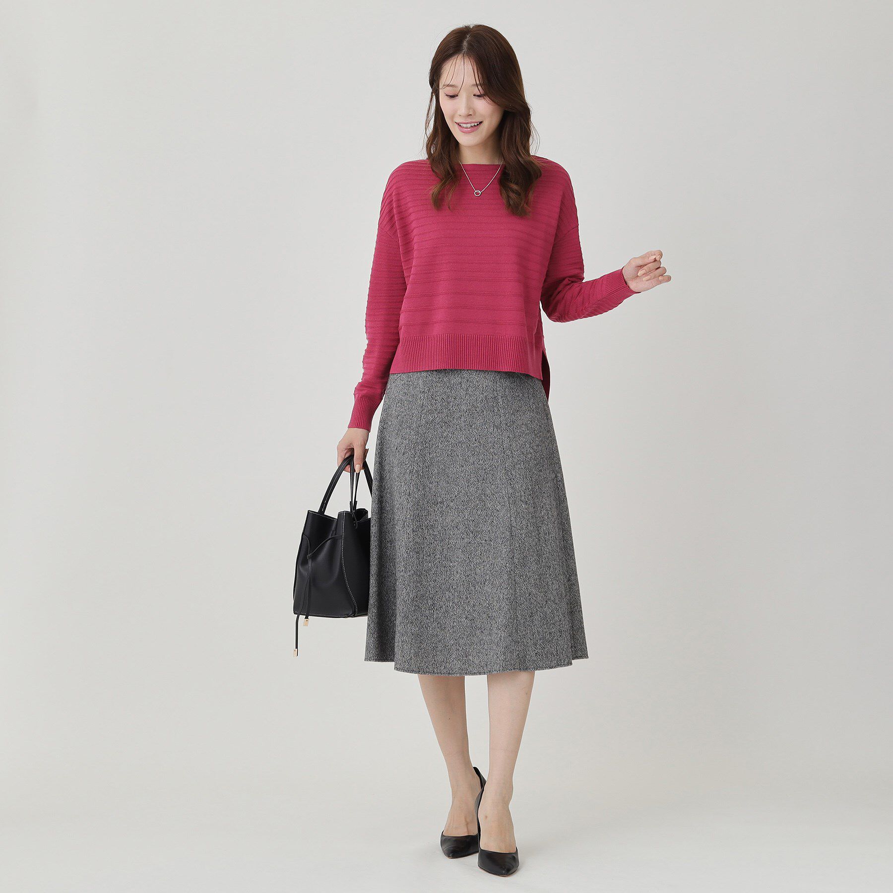 COUP DE CHANCE「【手洗い可／日本製】地柄ボーダーのニットトップス」|ニット・セーター|