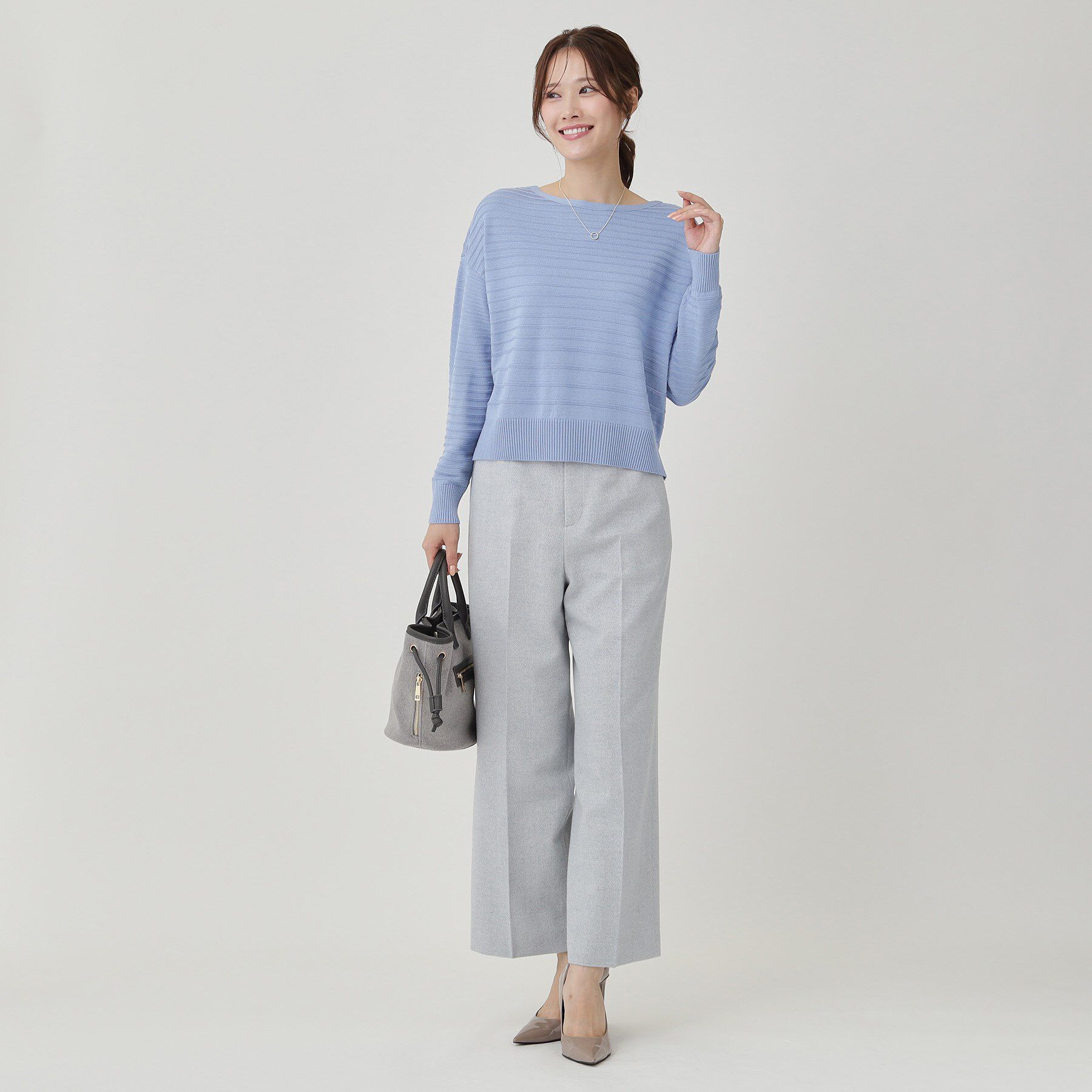 COUP DE CHANCE「【手洗い可／日本製】地柄ボーダーのニットトップス」|ニット・セーター|